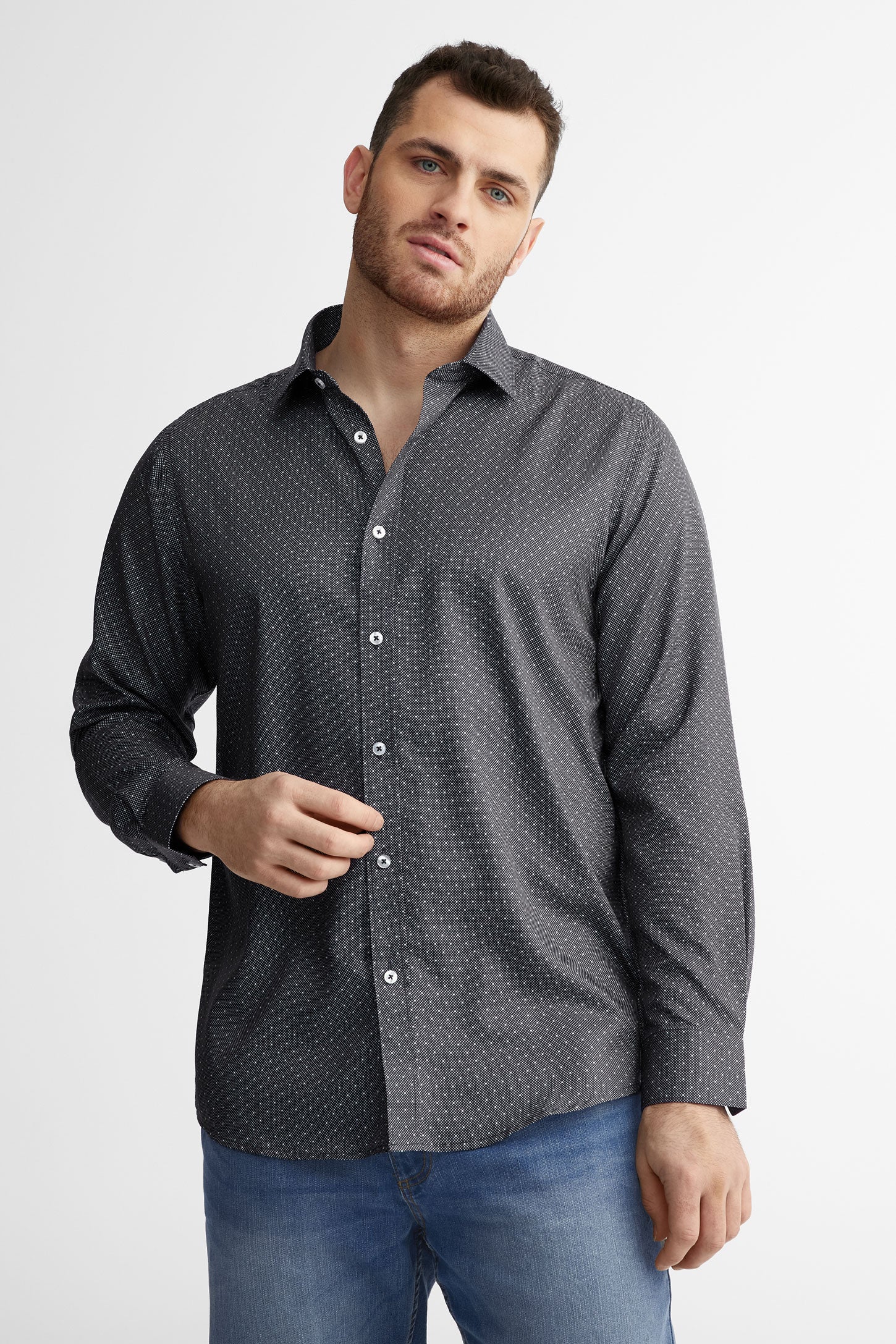 Chemise habillée imprimée coupe régulière - Homme && NOIR/MULTI