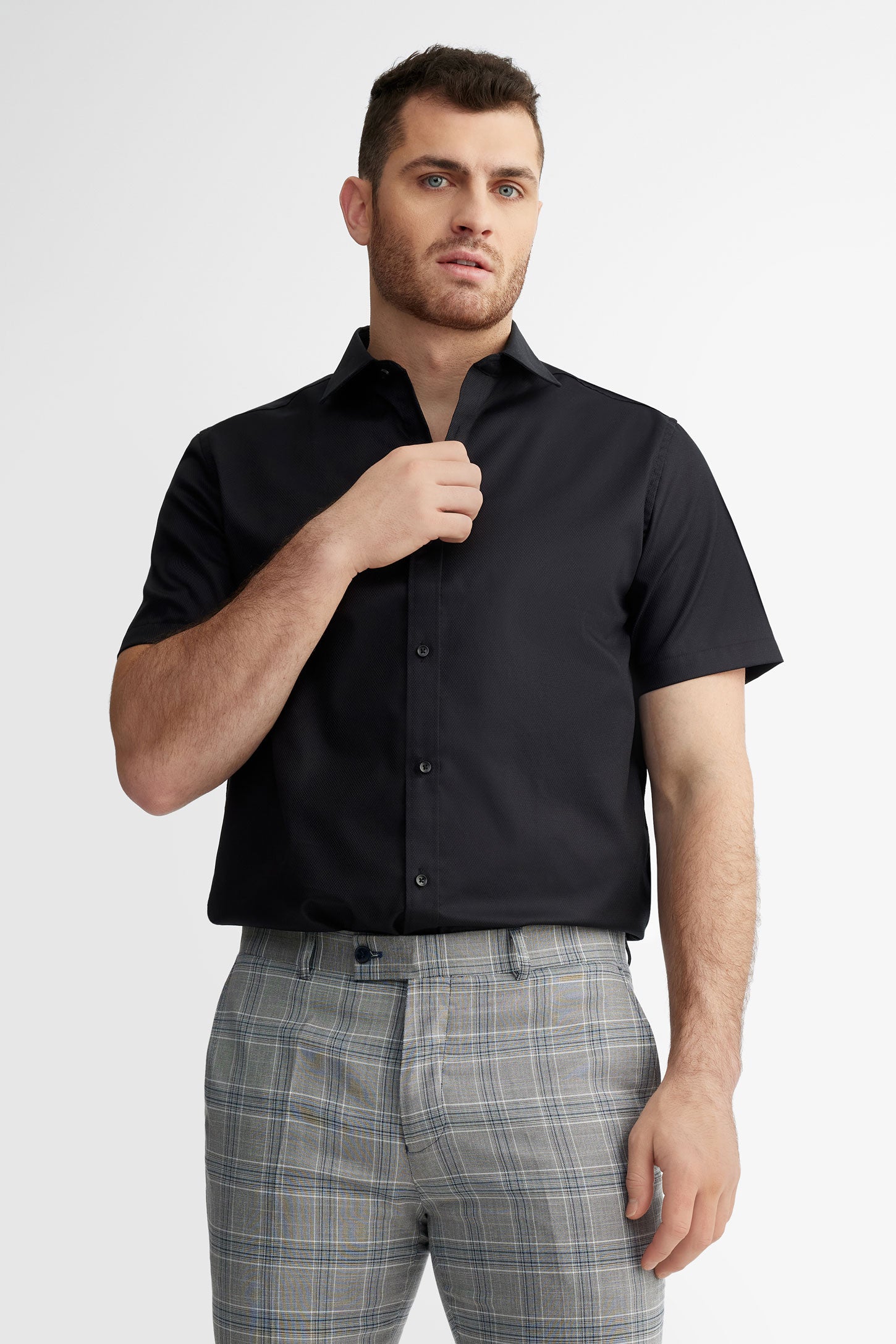 Chemise manches courtes habillée infroissable - Homme && NOIR