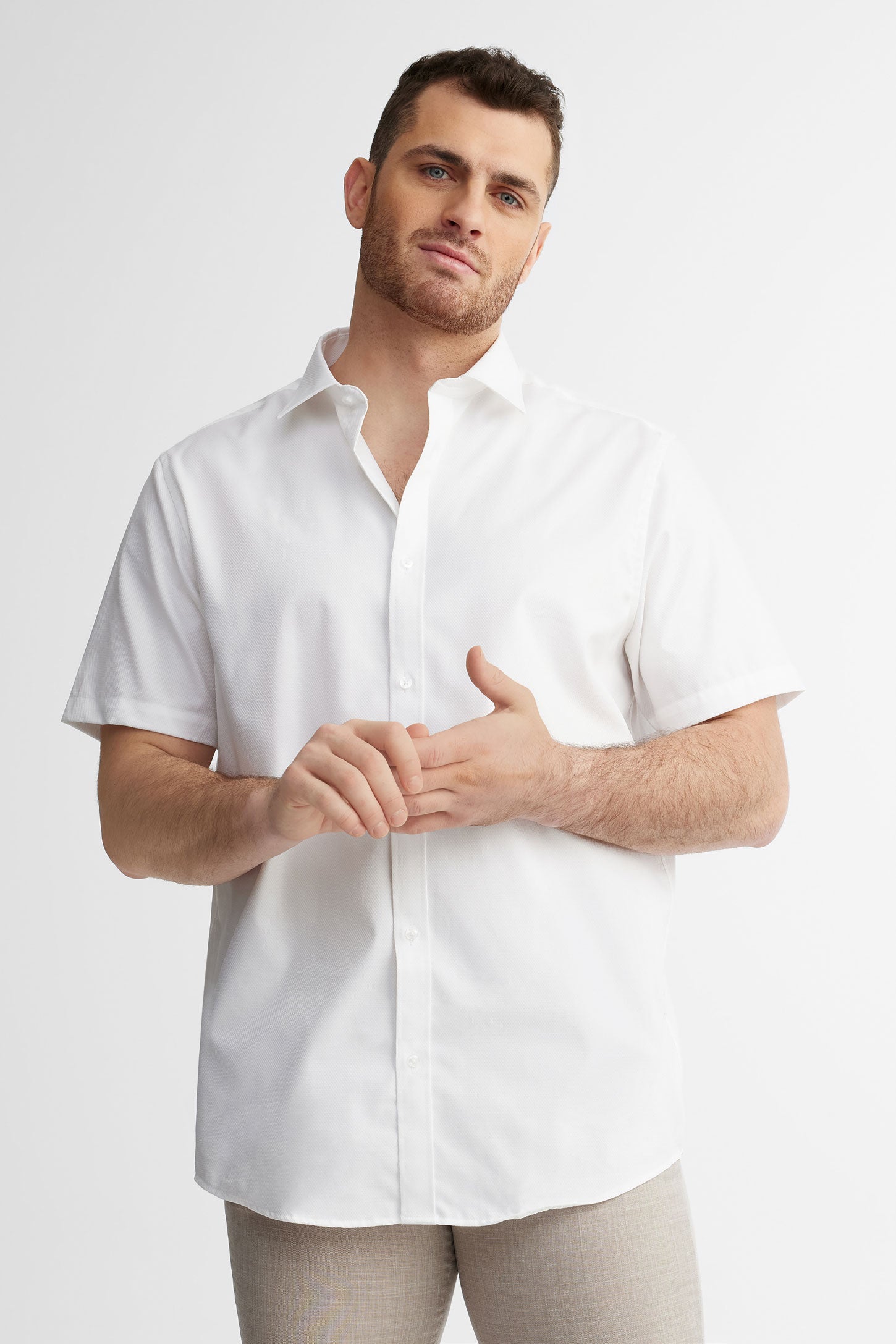 Chemise manches courtes habillée infroissable - Homme && BLANC