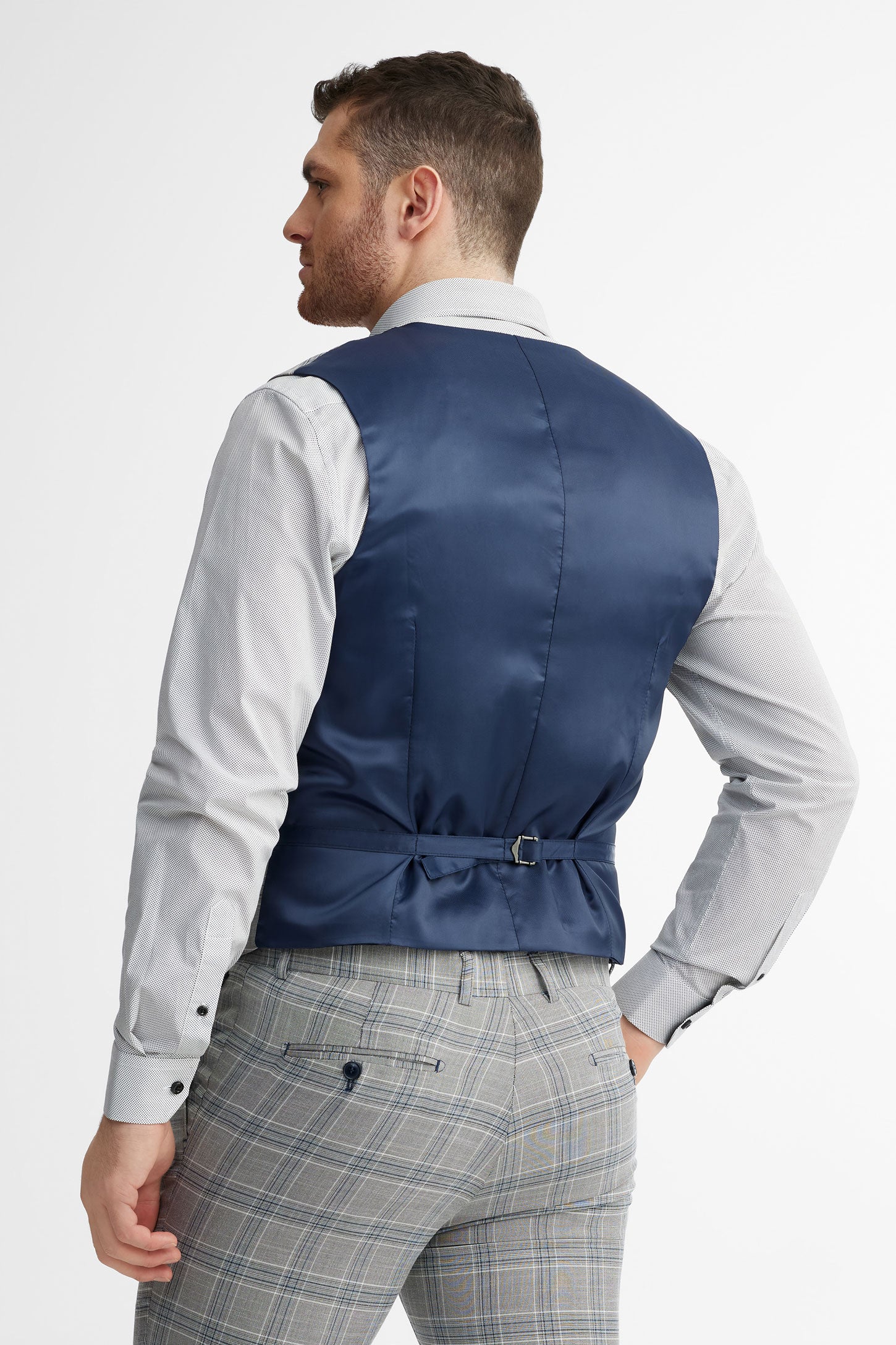 Veste de complet à carreaux coupe ajustée - Homme && GRIS MIXTE