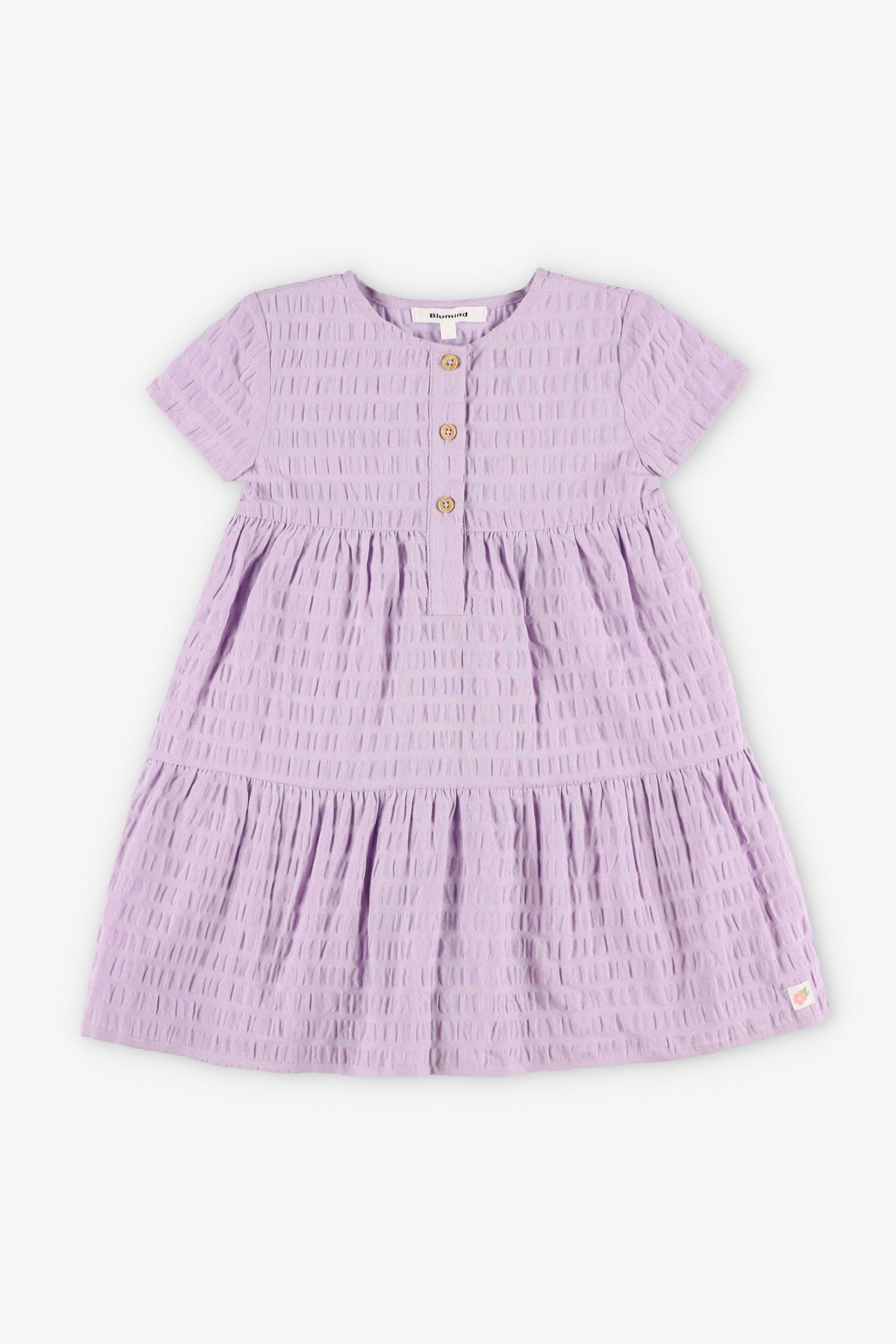 Robe manches courtes à boutons en coton - Bébé fille && MAUVE