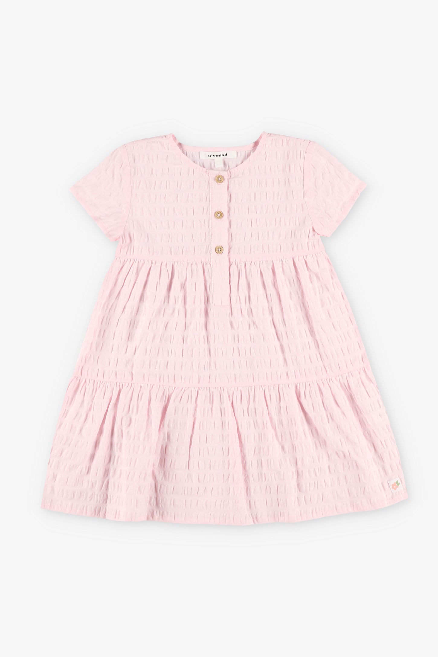 Robe manches courtes à boutons en coton, 2T-3T - Bébé fille && ROSE