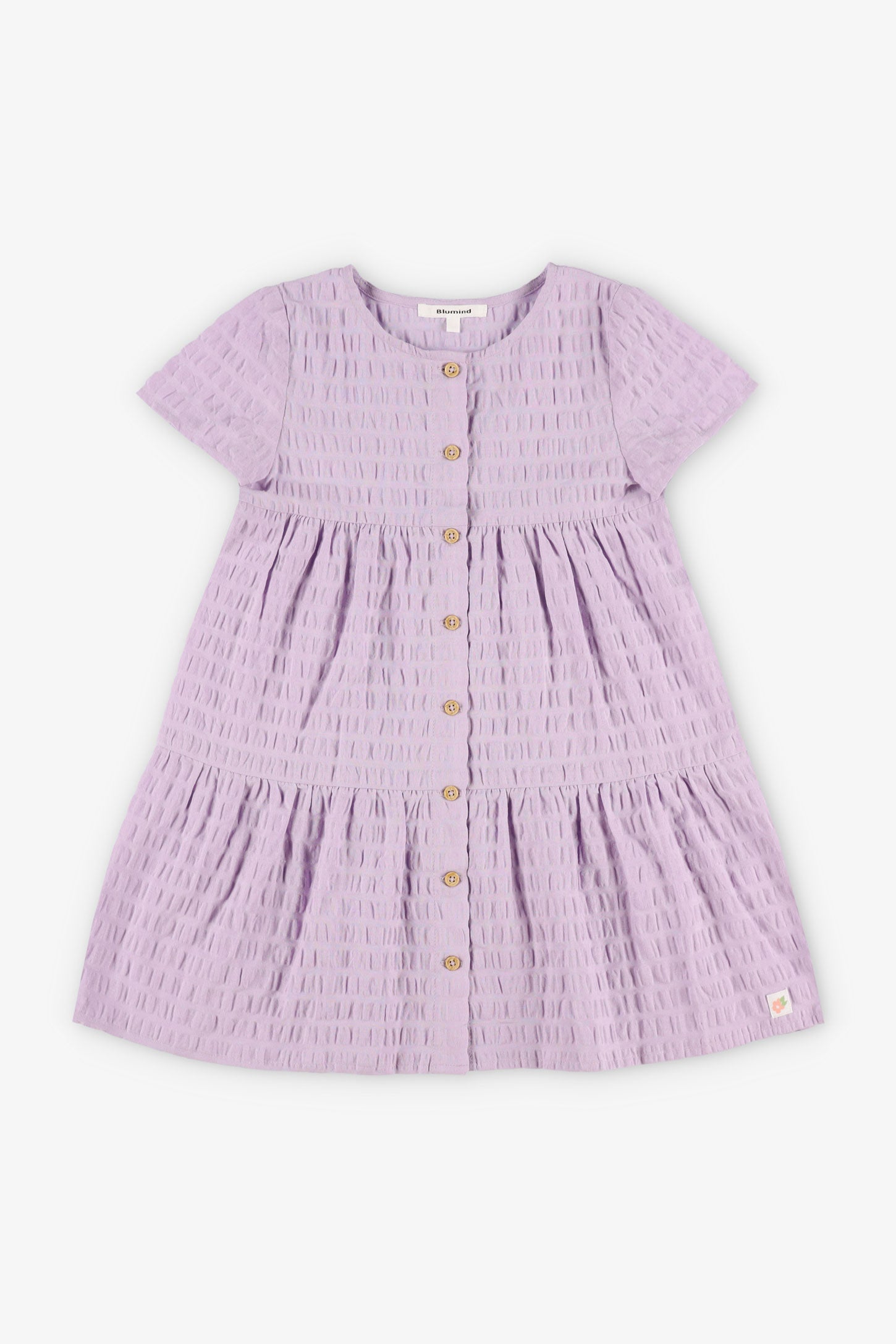 Robe manches courtes à boutons en coton - Enfant fille && LILAS