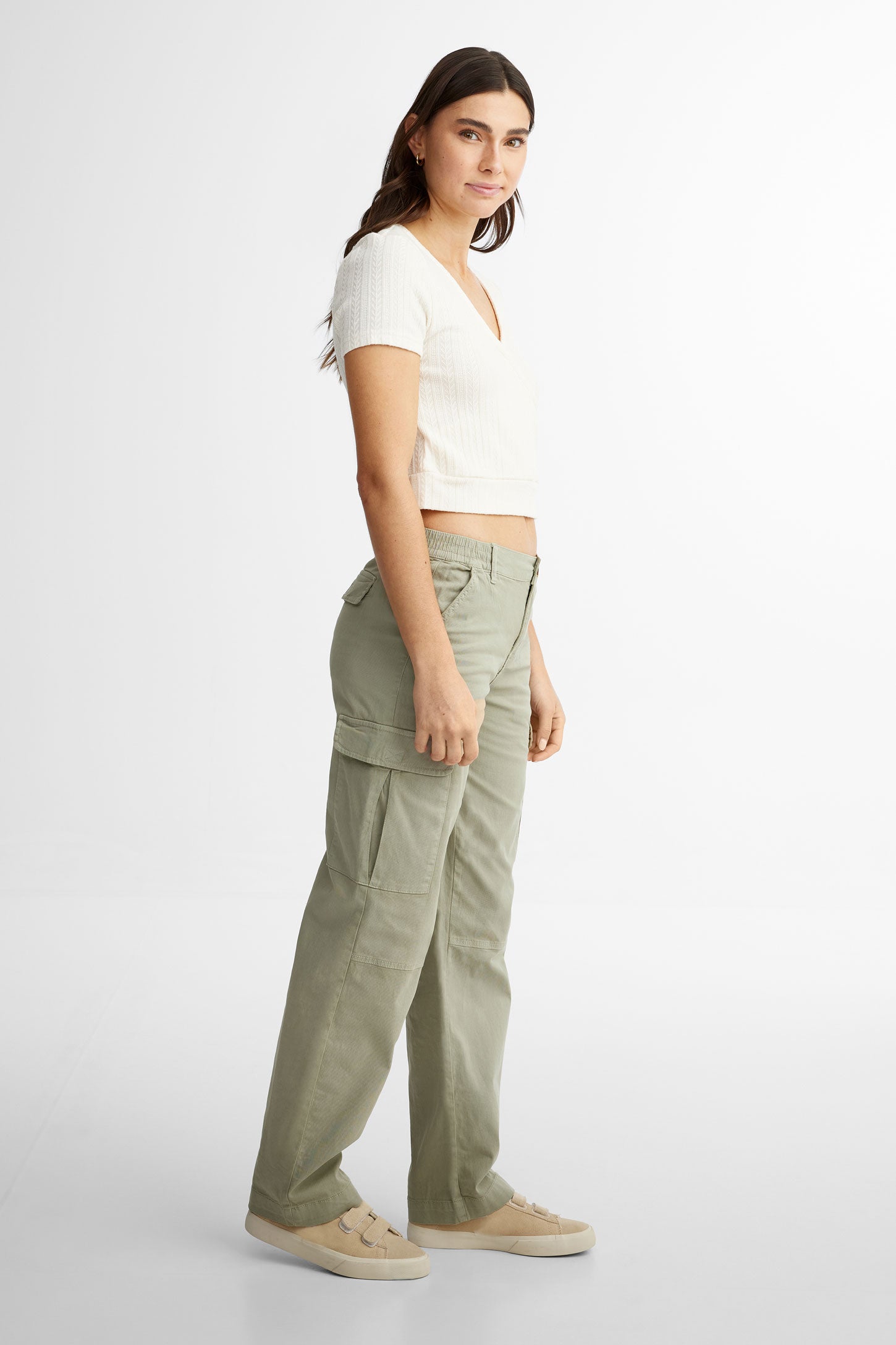 Pantalon cargo jambe droite - Femme && KAKI