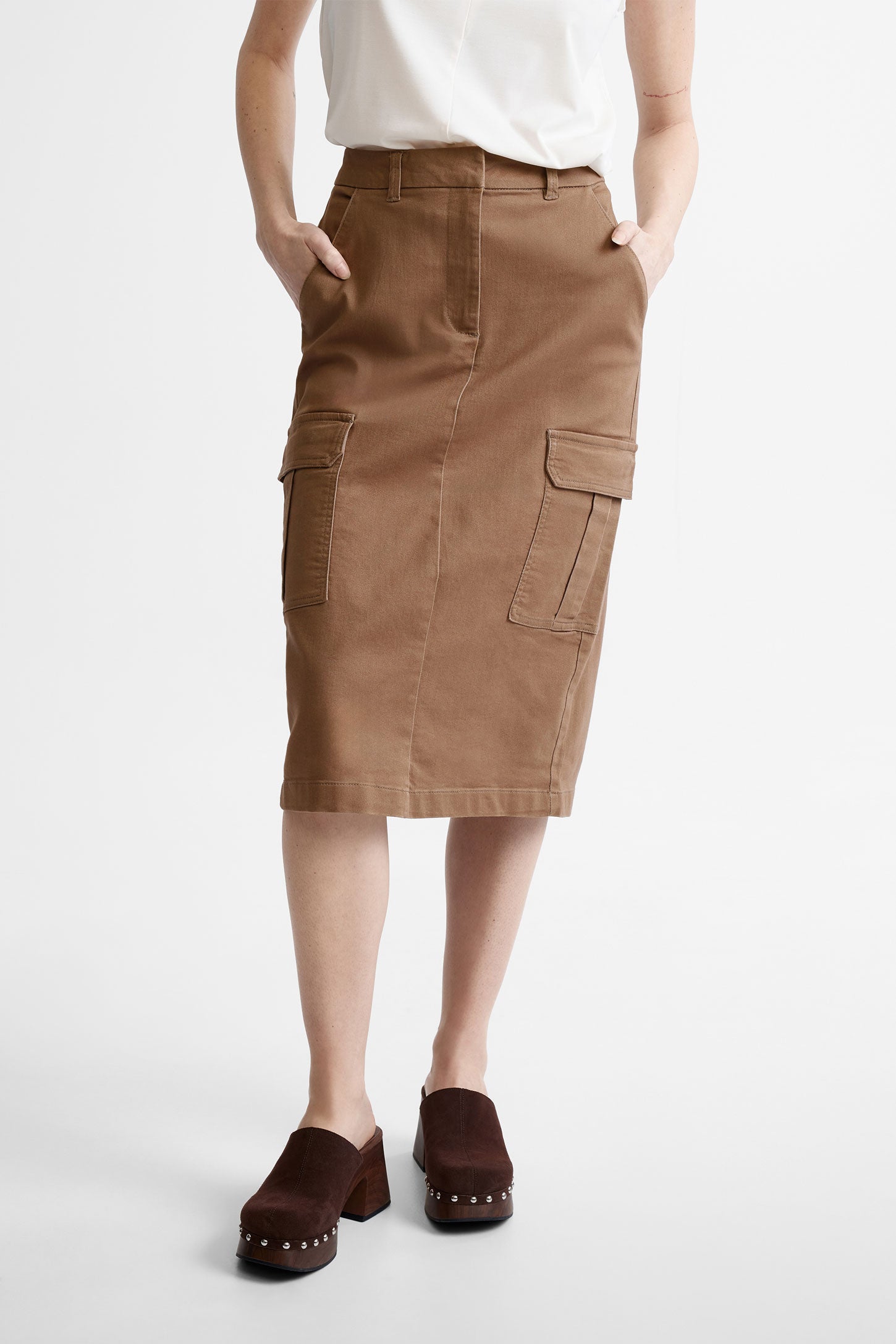 Jupe cargo coupe droite - Femme && BEIGE