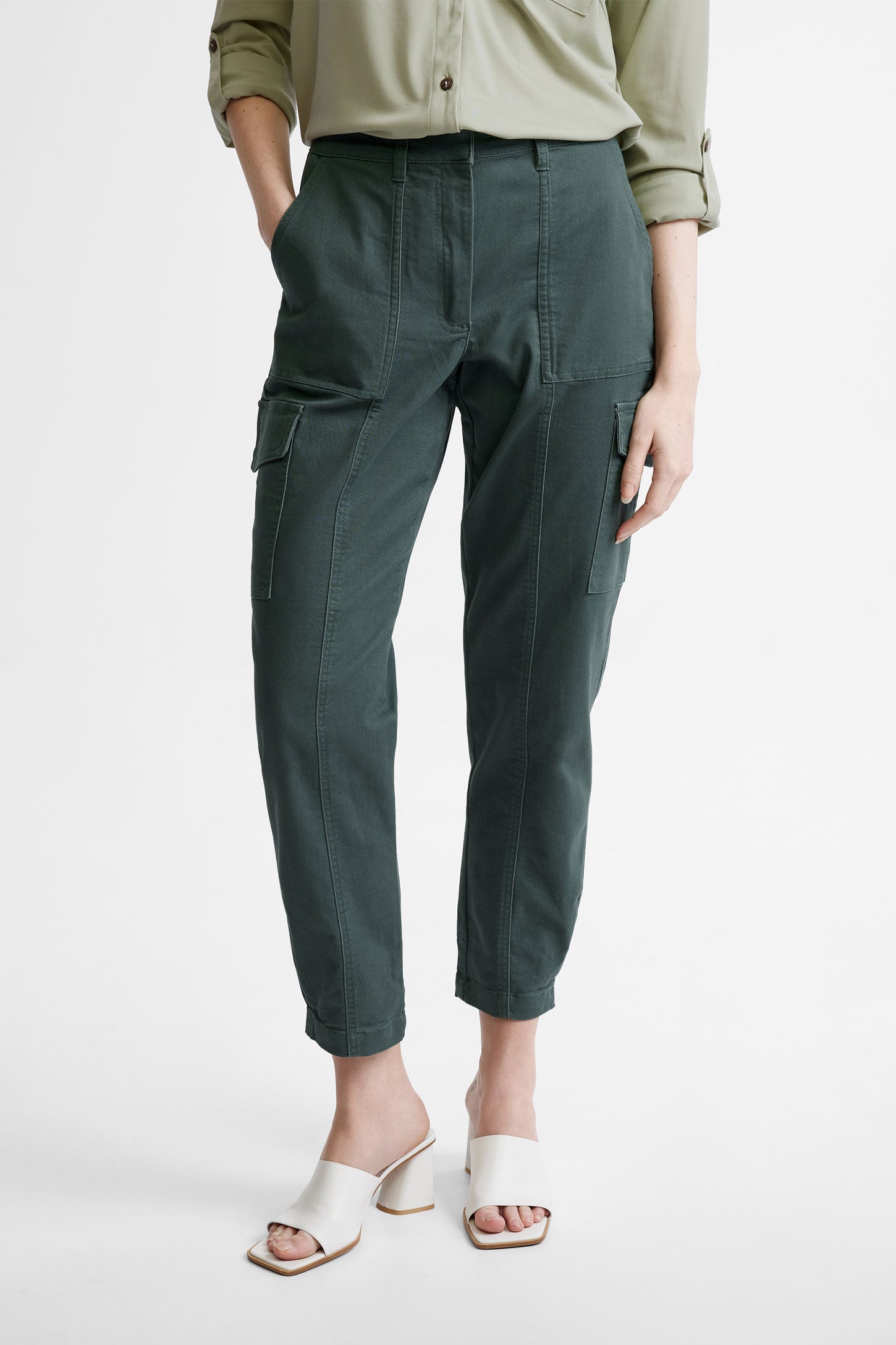 Pantalon cargo coupe semi-ajustée - Femme && VERT