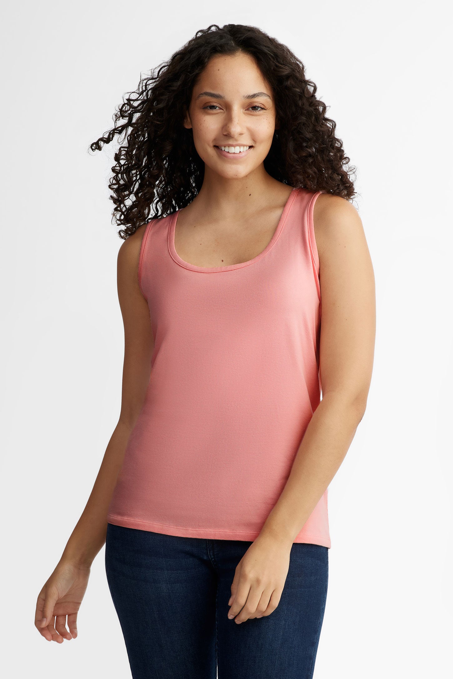 Camisole col en U en coton - Femme && ROSE