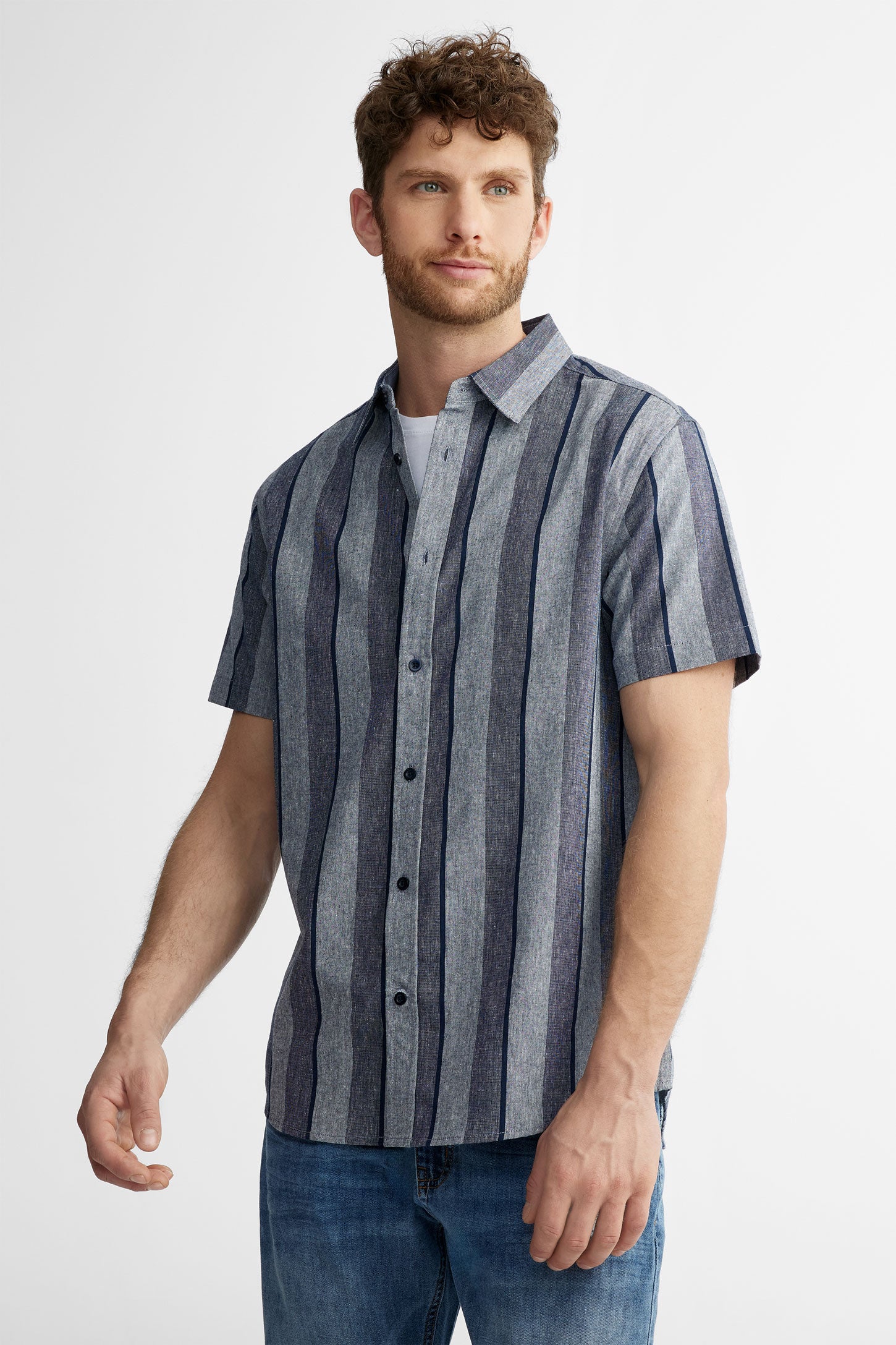 Chemise rayée cheap manche courte homme