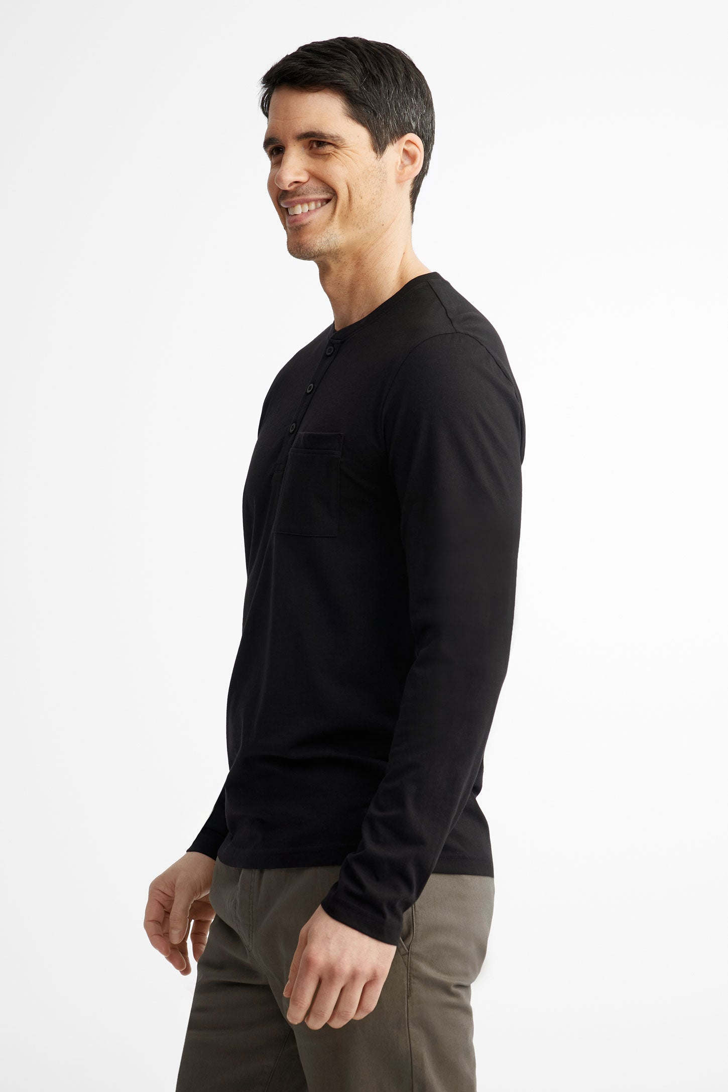 Chandail Henley manches longues - Homme && NOIR