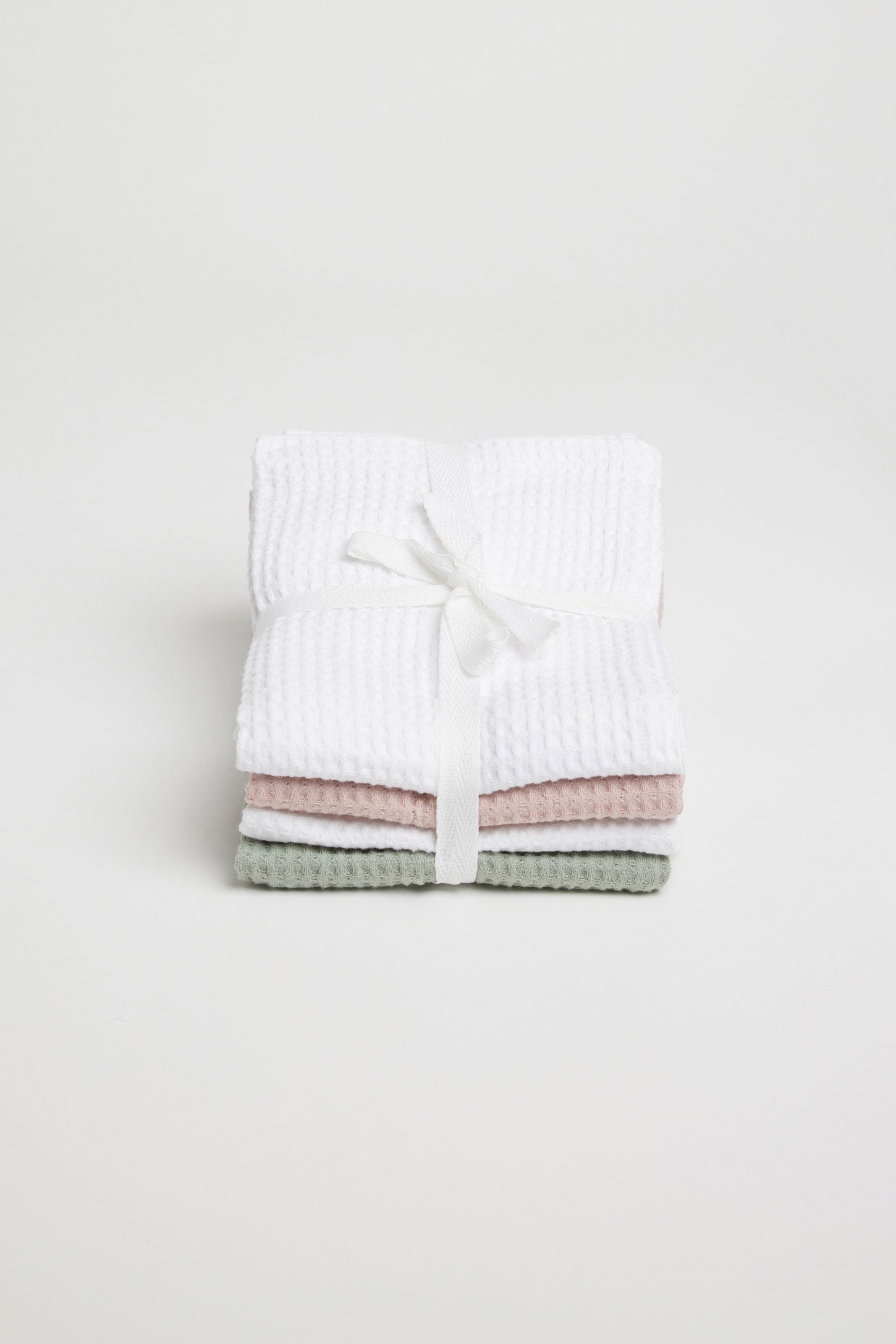 Paquet de 4 linges à vaisselle gaufré en coton - Maison && VERT