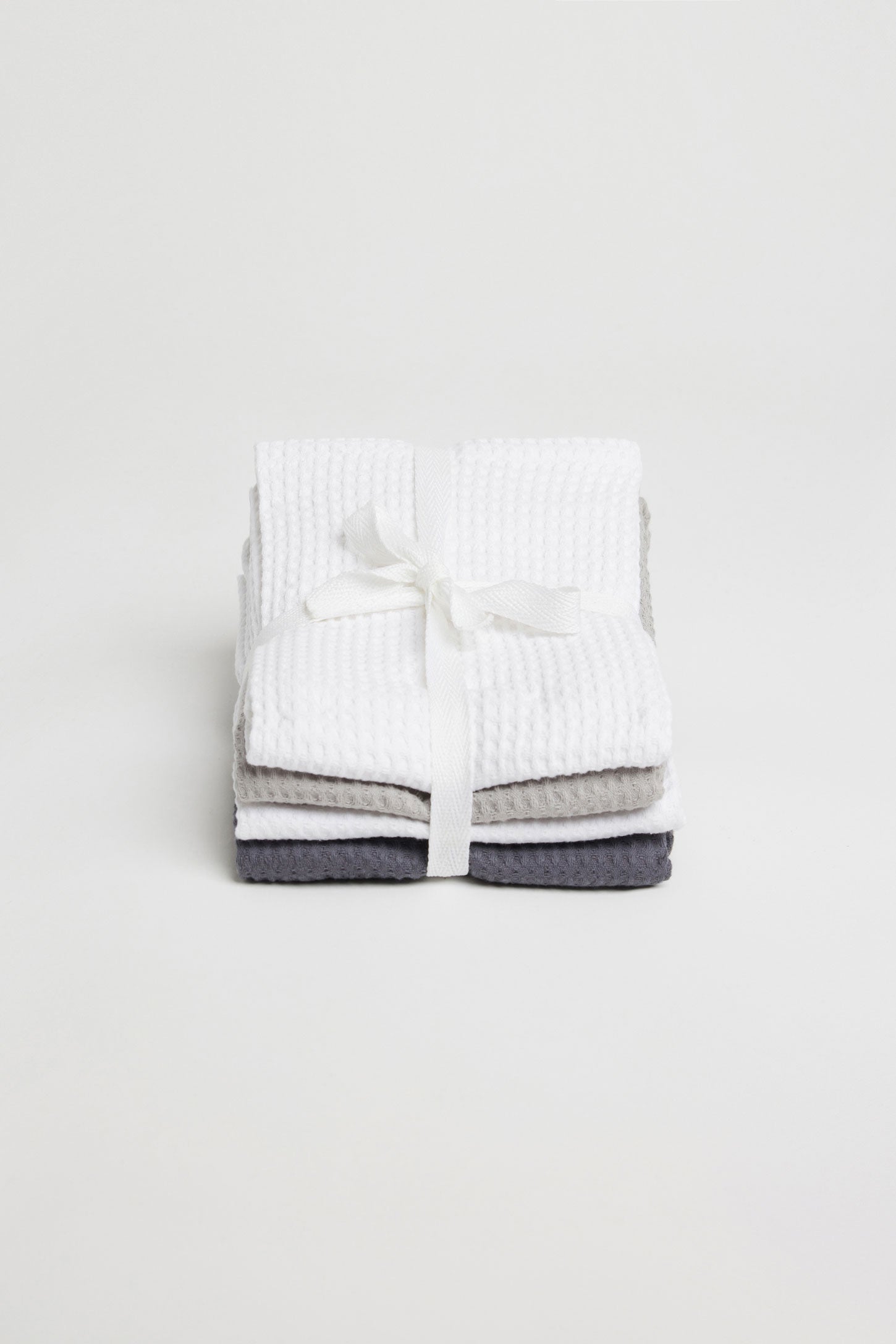 Paquet de 4 linges à vaisselle gaufré en coton - Maison && GRIS