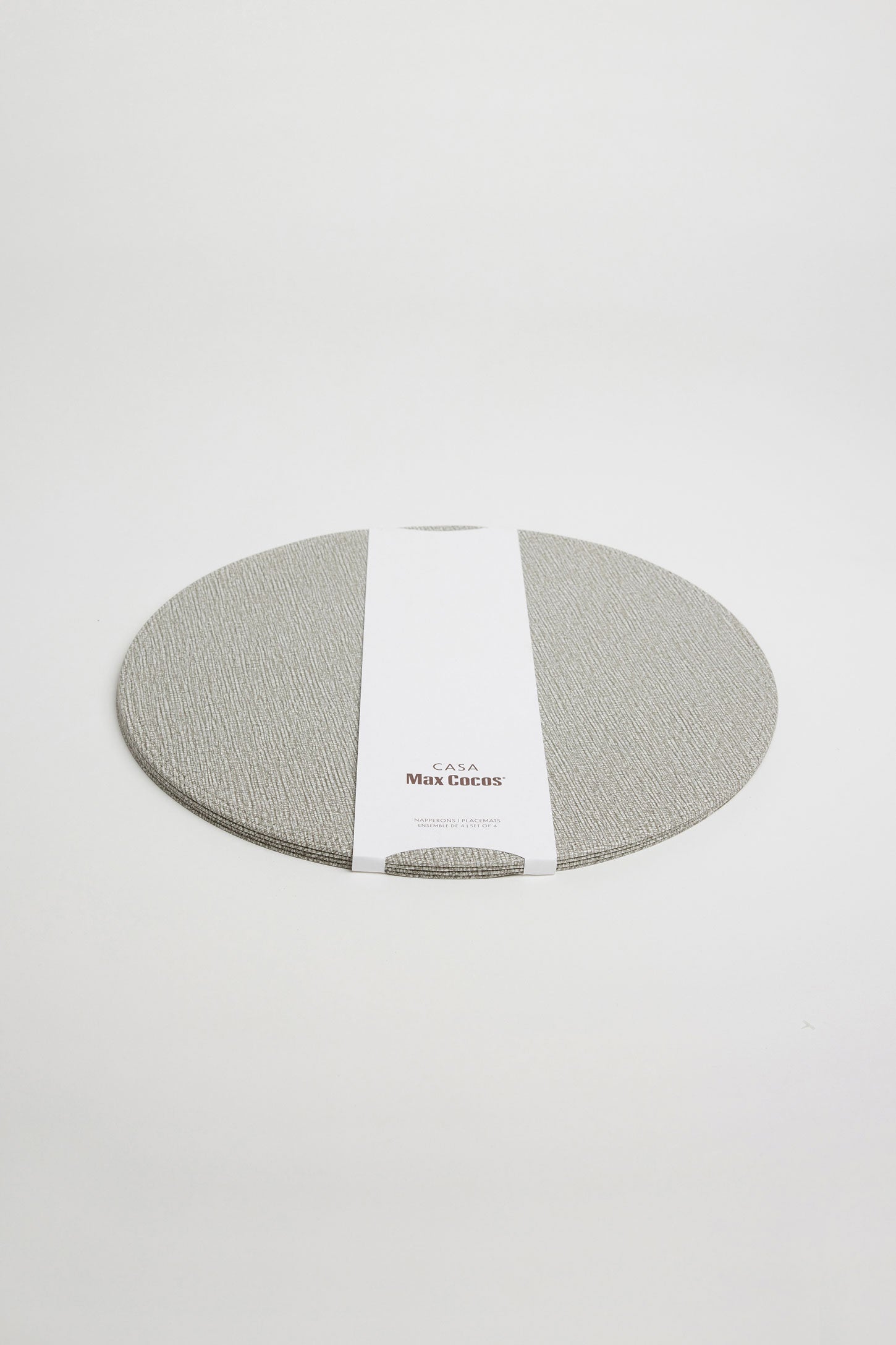 Paquet de 4 napperons rond en PVC 15'' - Maison && GRIS