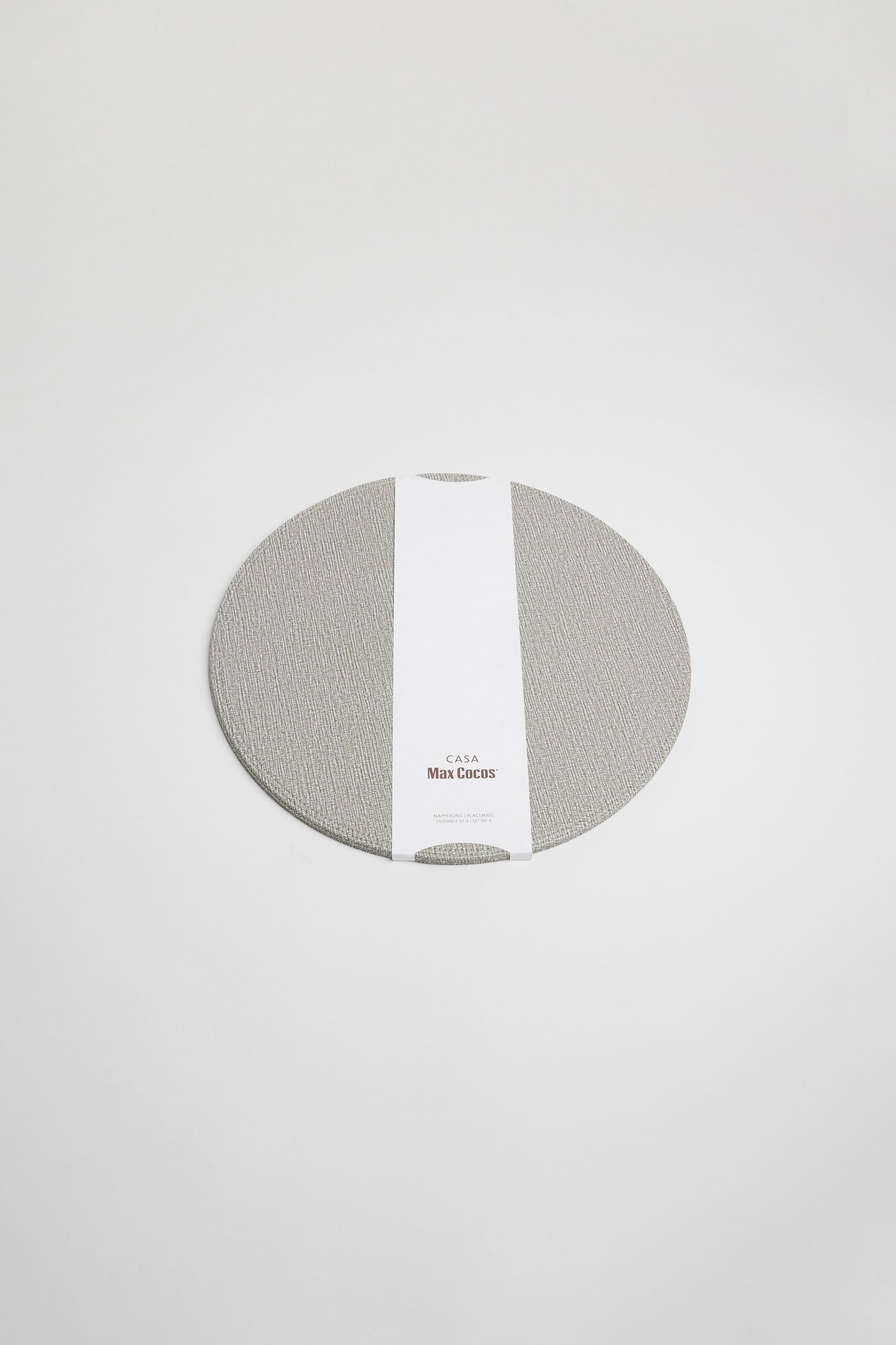 Paquet de 4 napperons rond en PVC 15'' - Maison && GRIS