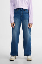 Jeans 5 poches jambe évasée - Ado fille && BLEU MOYEN