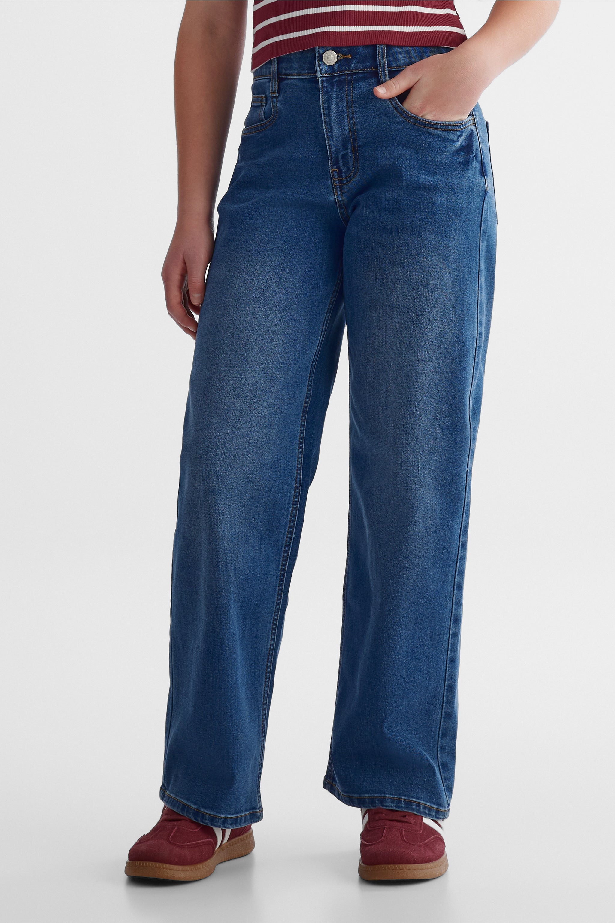 Jeans 5 poches jambe évasée - Ado fille && BLEU MOYEN