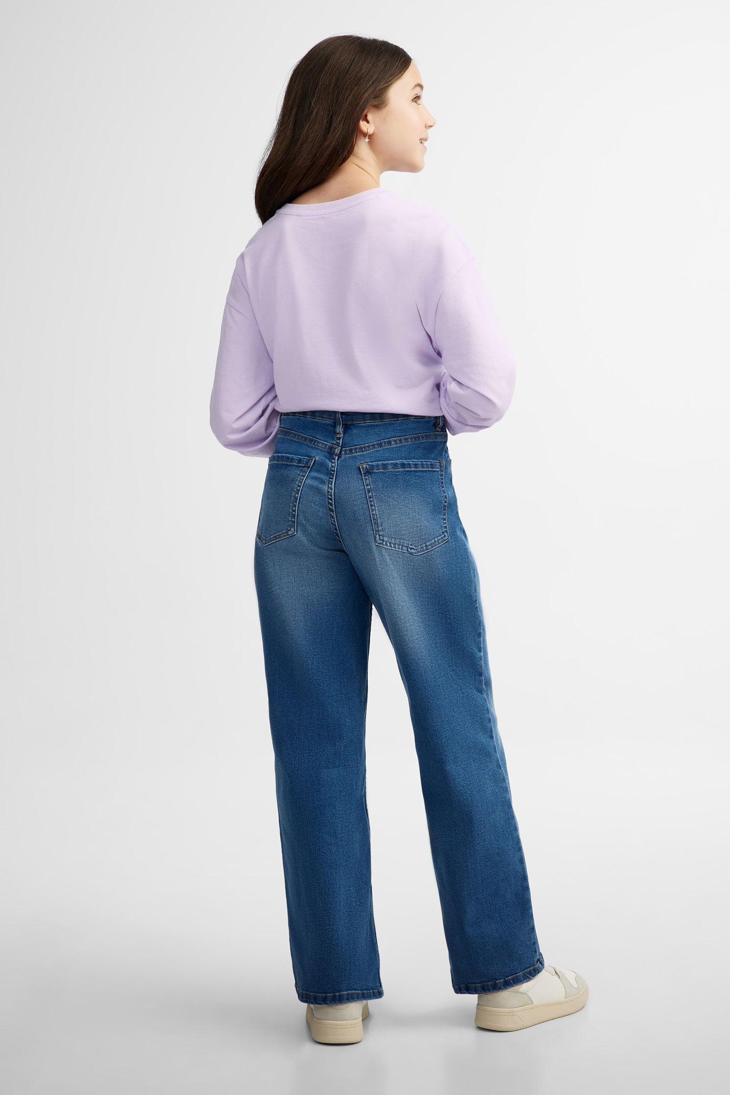 Jeans 5 poches jambe évasée - Ado fille && BLEU MOYEN