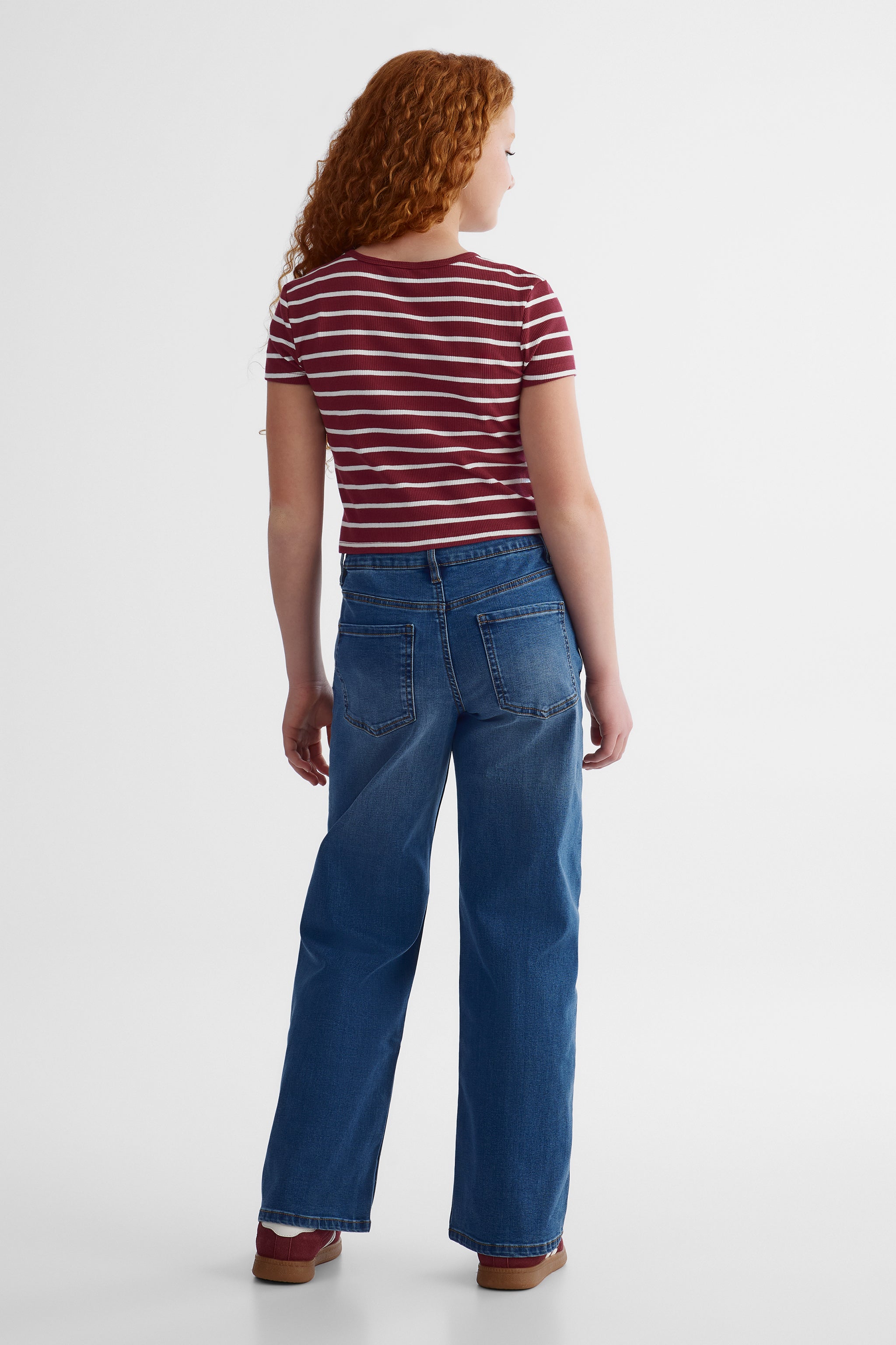 Jeans 5 poches jambe évasée - Ado fille && BLEU MOYEN