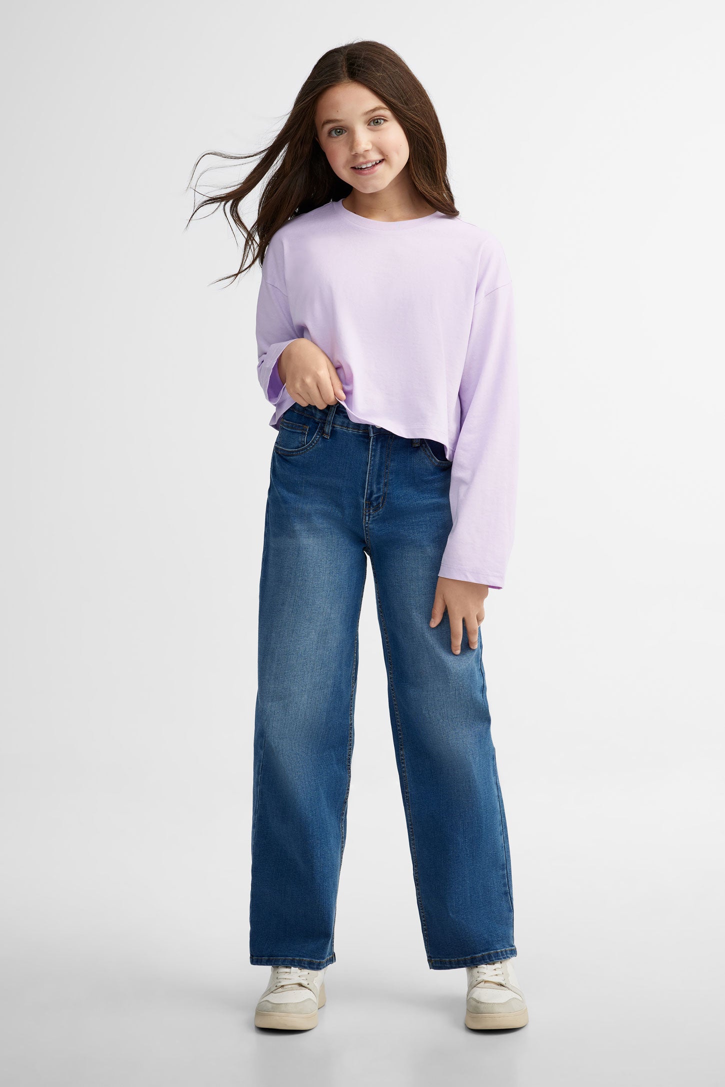 Jeans 5 poches jambe évasée - Ado fille && BLEU MOYEN