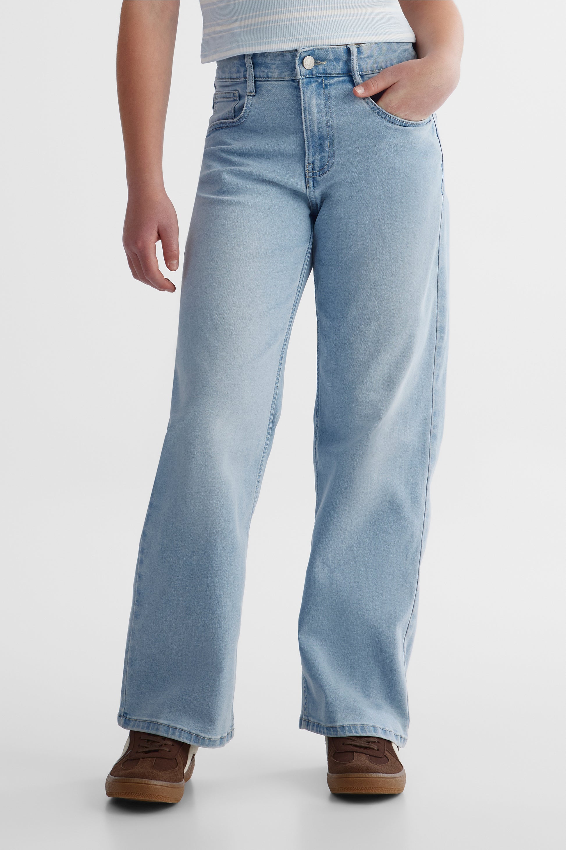 Jeans 5 poches jambe évasée - Ado fille && BLEU CLAIR