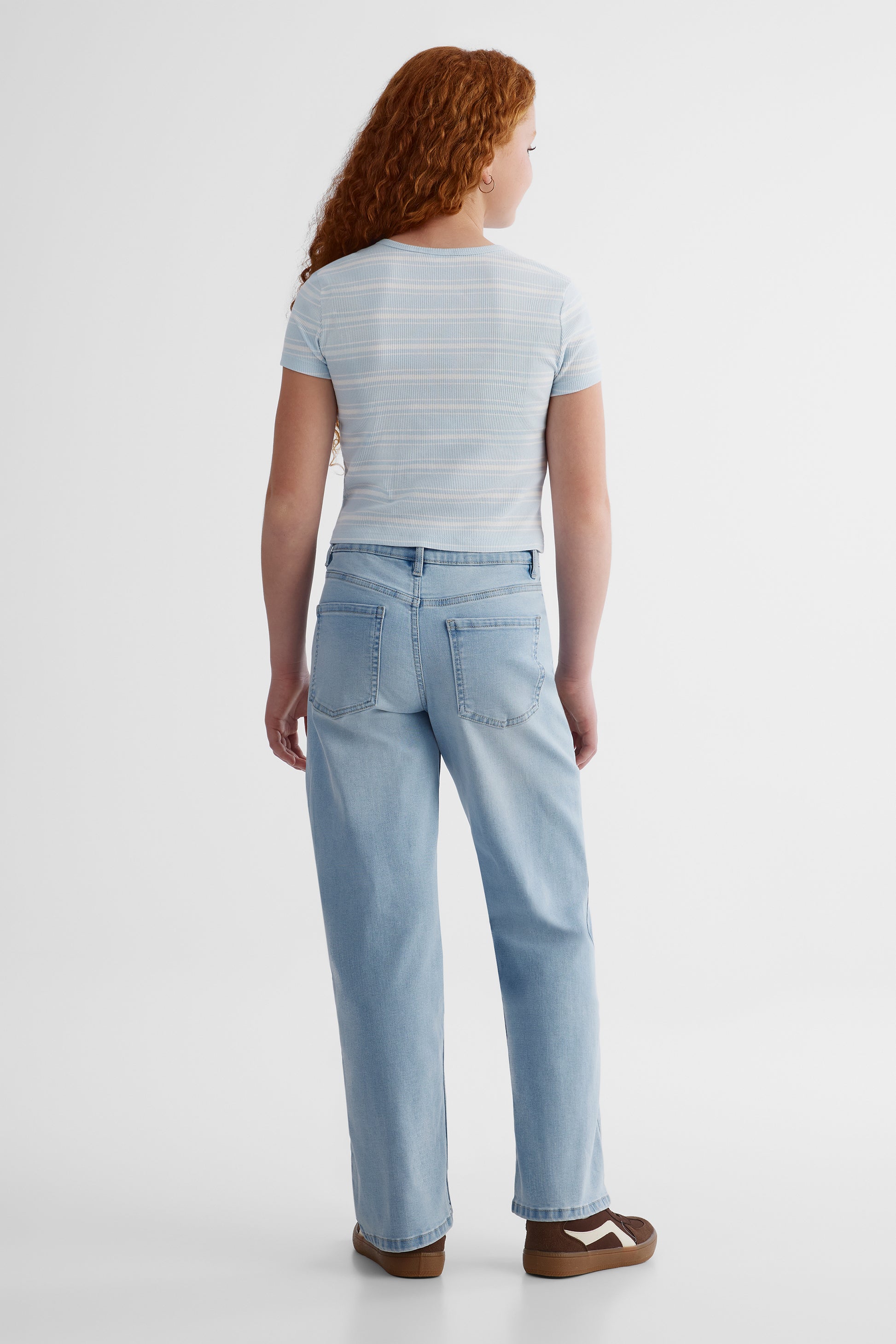 Jeans 5 poches jambe évasée - Ado fille && BLEU CLAIR