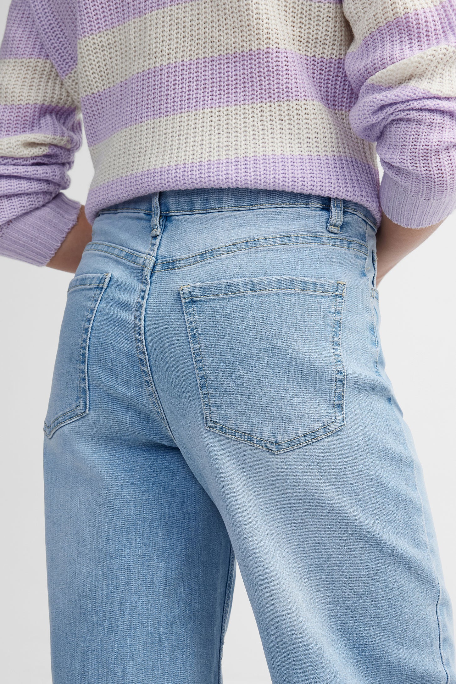 Jeans 5 poches jambe évasée - Ado fille && BLEU CLAIR