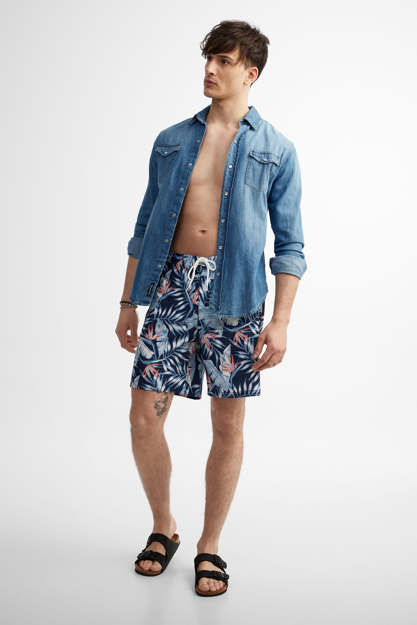 Short maillot de bain extensible 4 sens - Homme && BLEU MARINE MUL