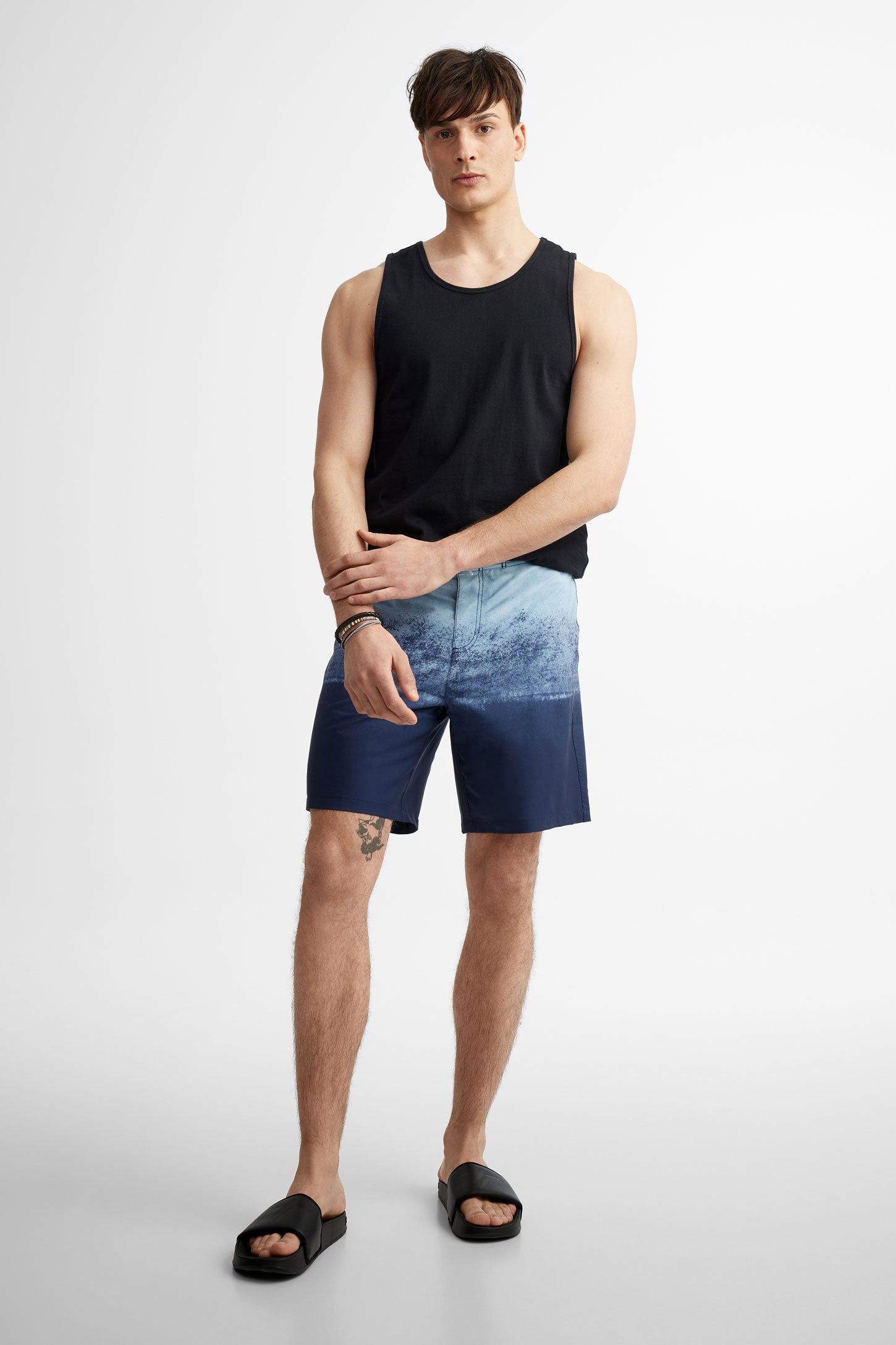 Short maillot de bain extensible 4 sens - Homme && BLEU MARINE MUL