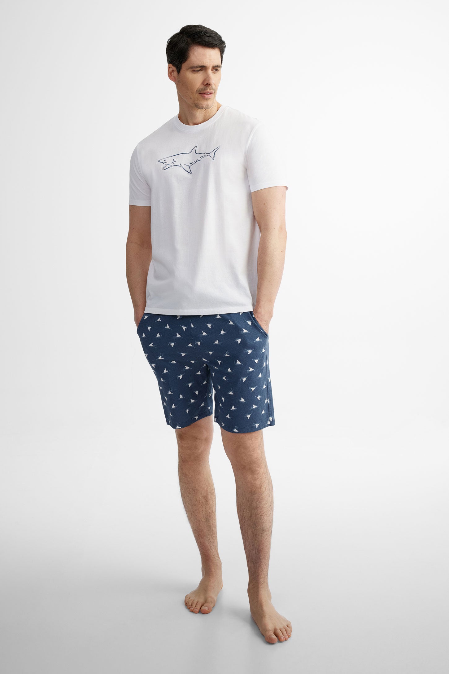 T-shirt pyjama en coton, 2/40$ - Homme && BLANC