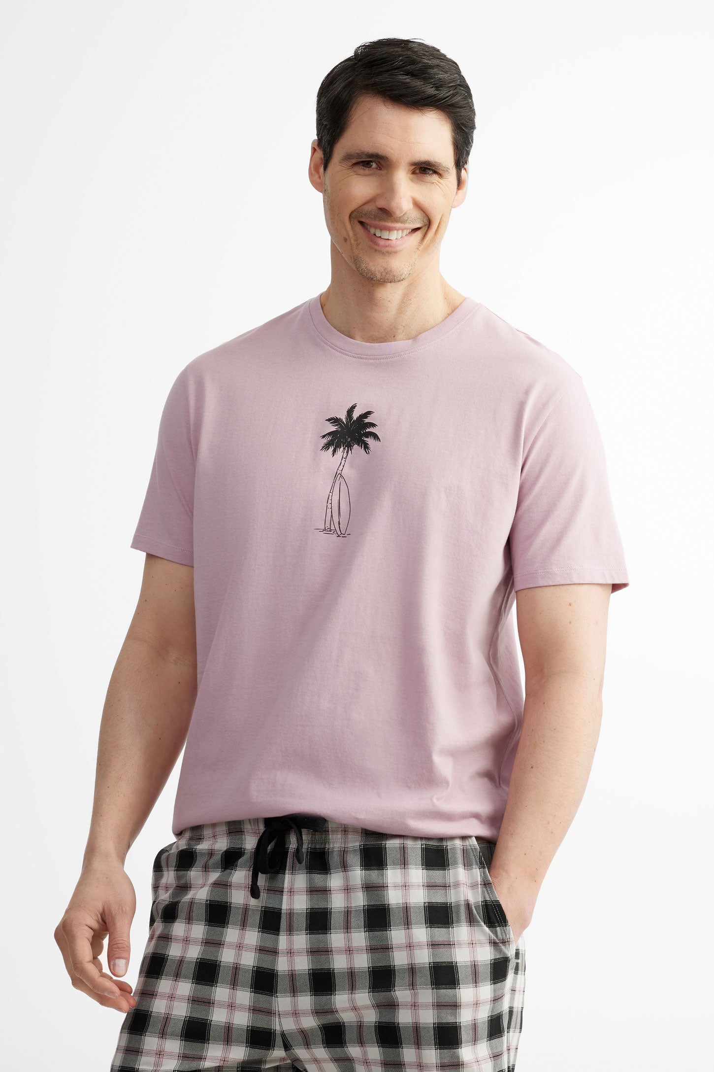 T-shirt pyjama en coton, 2/40$ - Homme && MAUVE