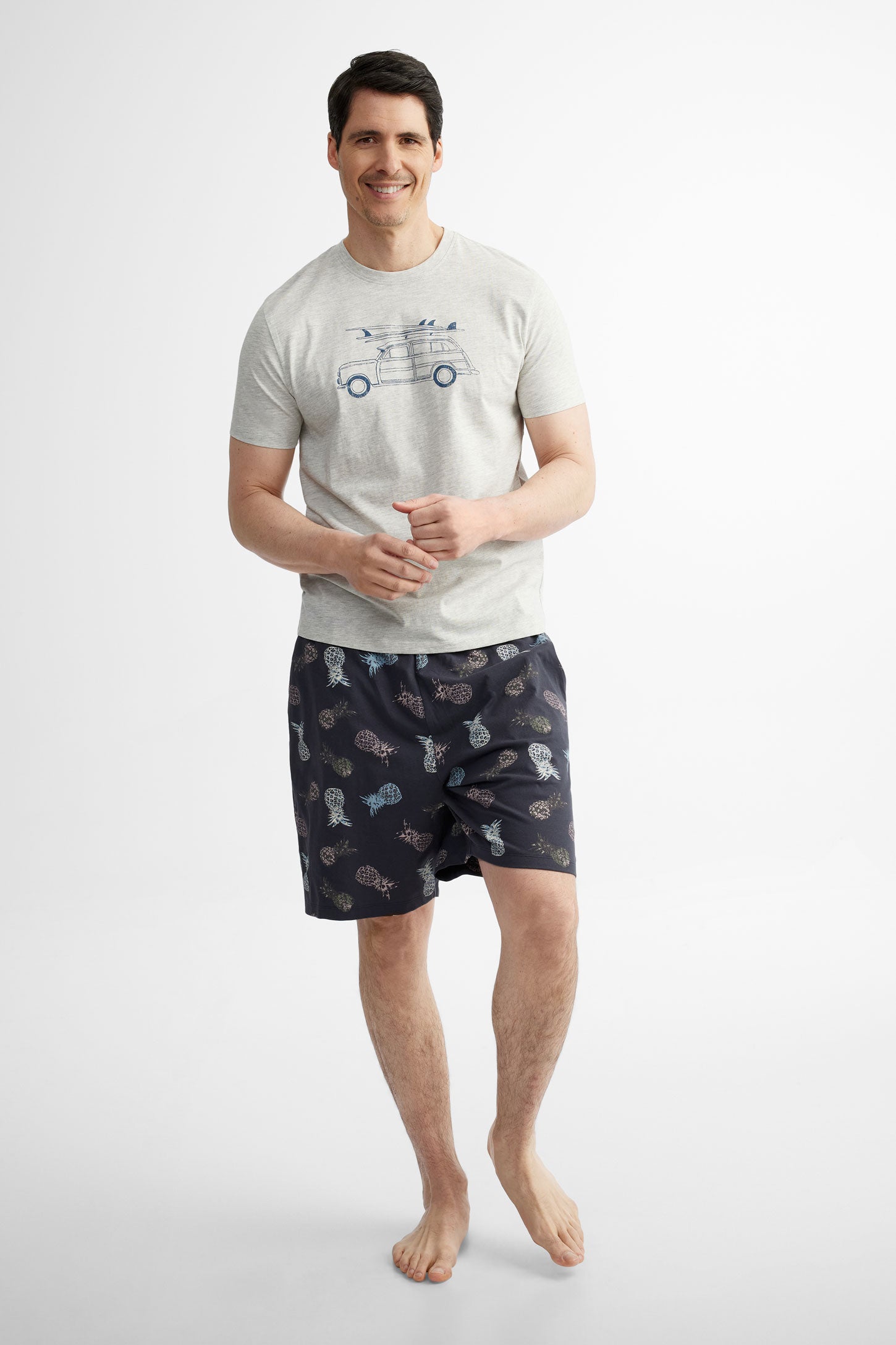 T-shirt pyjama en coton, 2/40$ - Homme && GRIS MIXTE