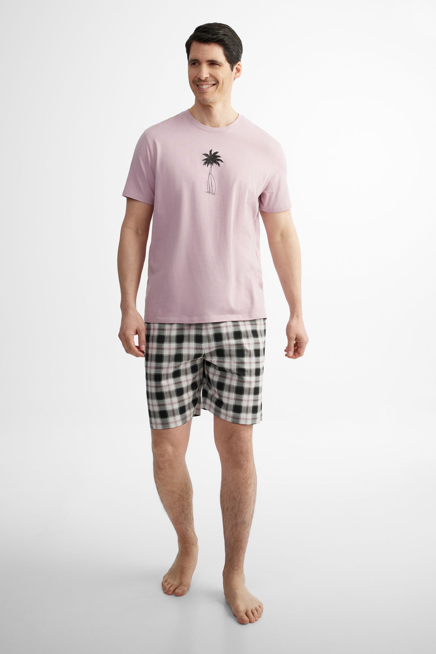 Short pyjama en coton, 2/40$ - Homme && CHARBON/MULTI