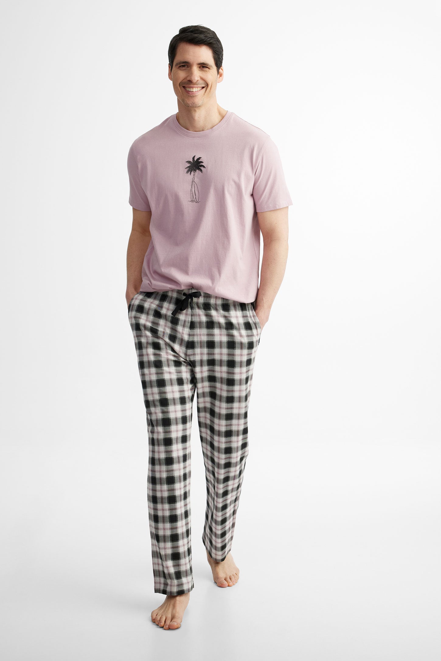 Pantalon pyjama en coton, 2/40$ - Homme && CHARBON/MULTI