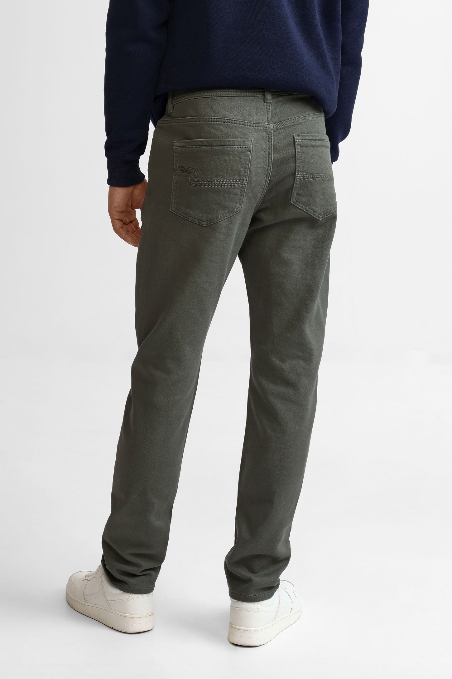 Pantalon 5 poches en twill coupe ajustée - Homme && VERT