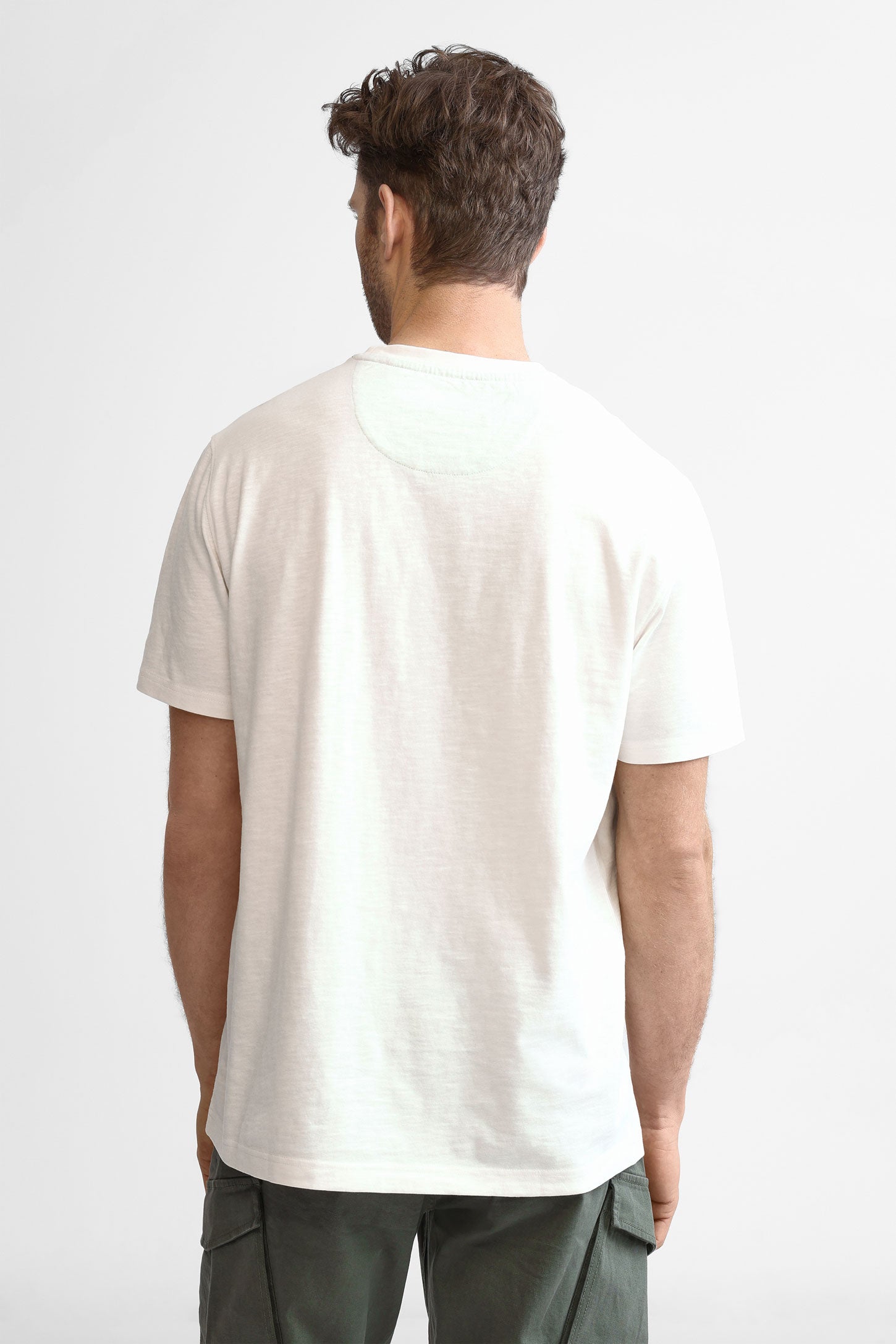 T-shirt col rond imprimé en coton - Homme && BLANC