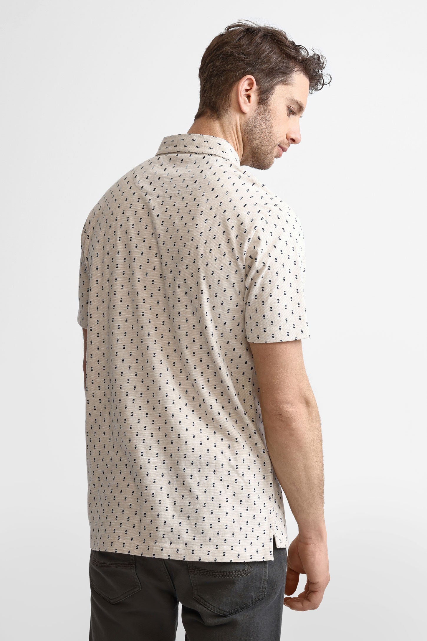 Polo manches courtes en coton - Homme && BEIGE/MULTI