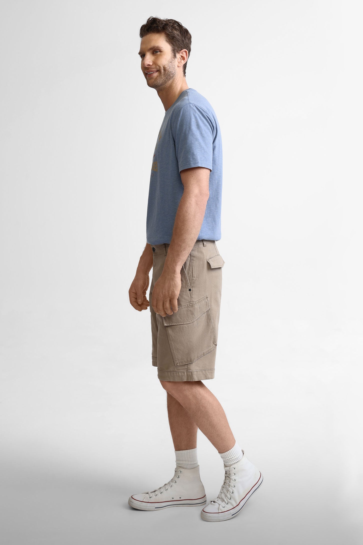 Short cargo en coton - Homme && BRUN