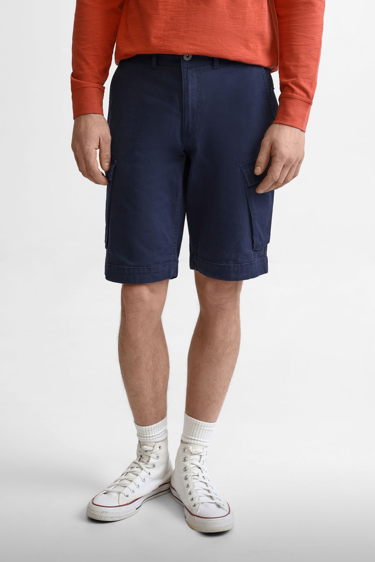 Short cargo en coton - Homme && BLEU MARINE