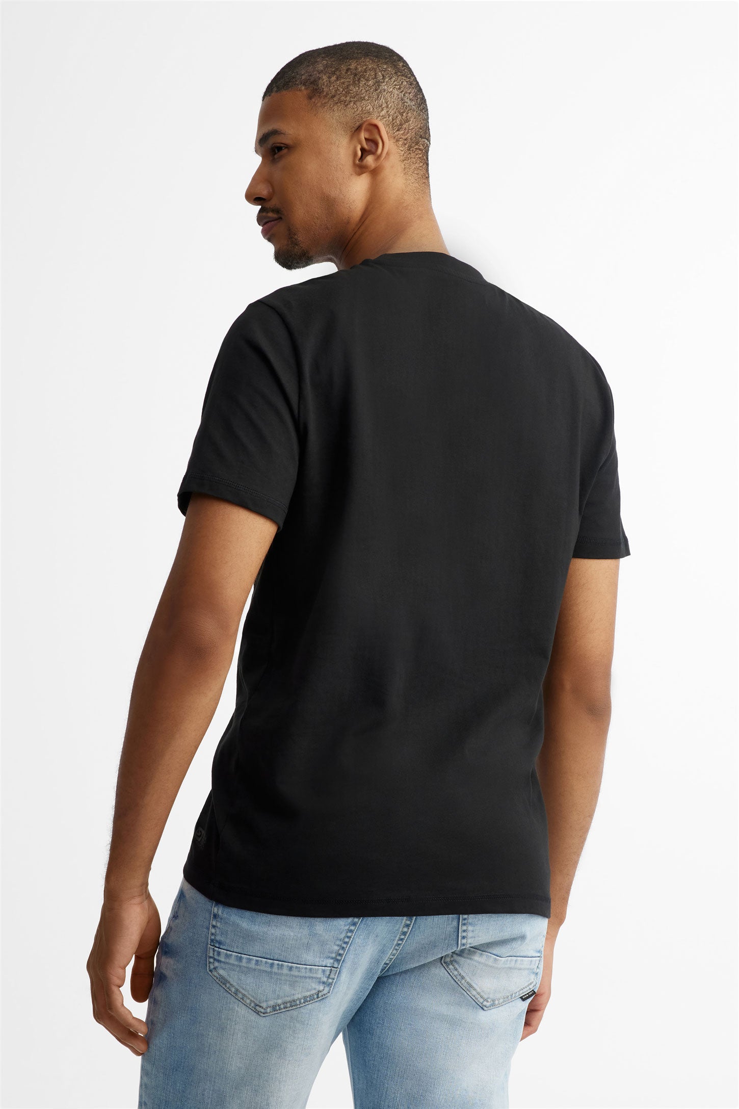 T-shirt col rond à poche en coton - Homme && NOIR