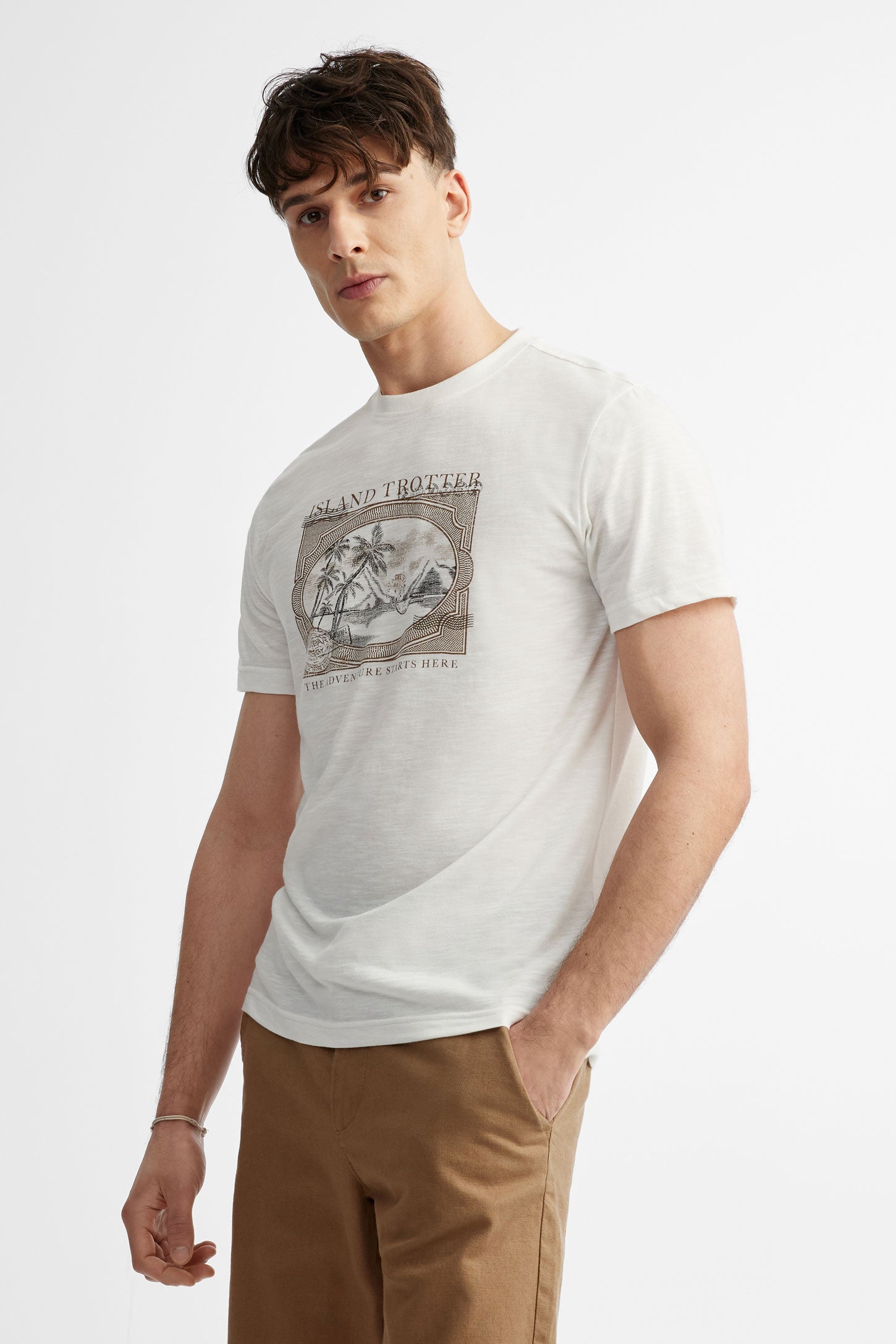 T-shirt col rond imprimé coton - Homme && PECHE