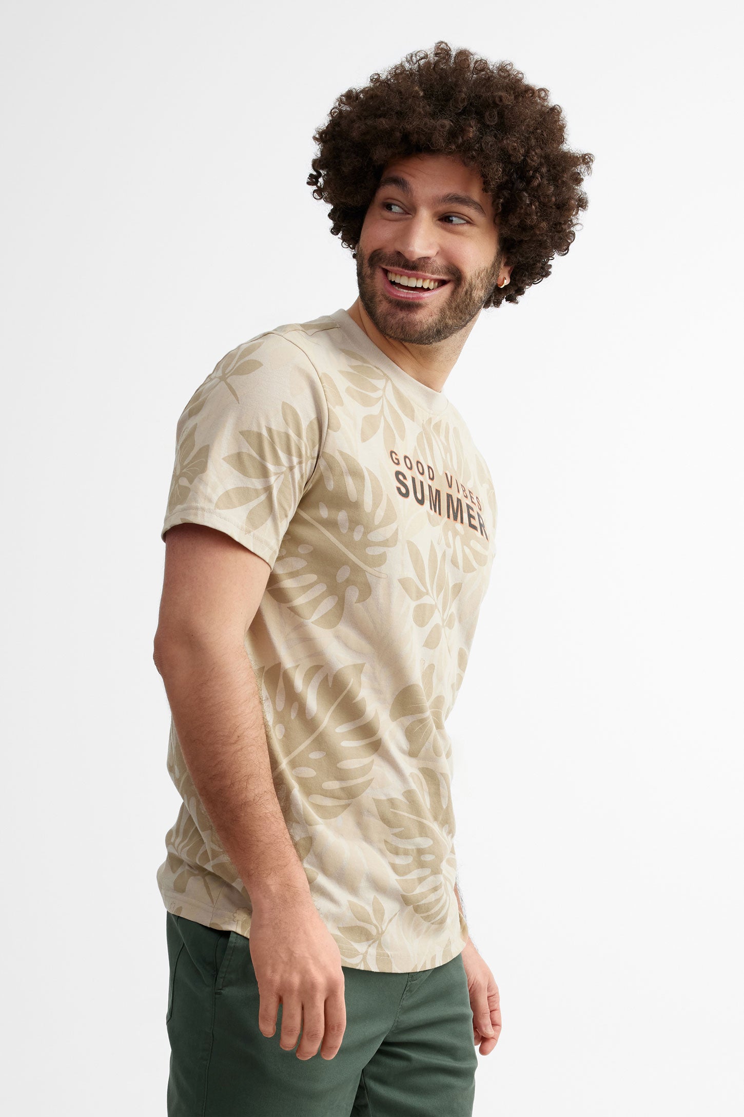 T-shirt imprimé en coton, 2/30$ - Homme && BEIGE/MULTI