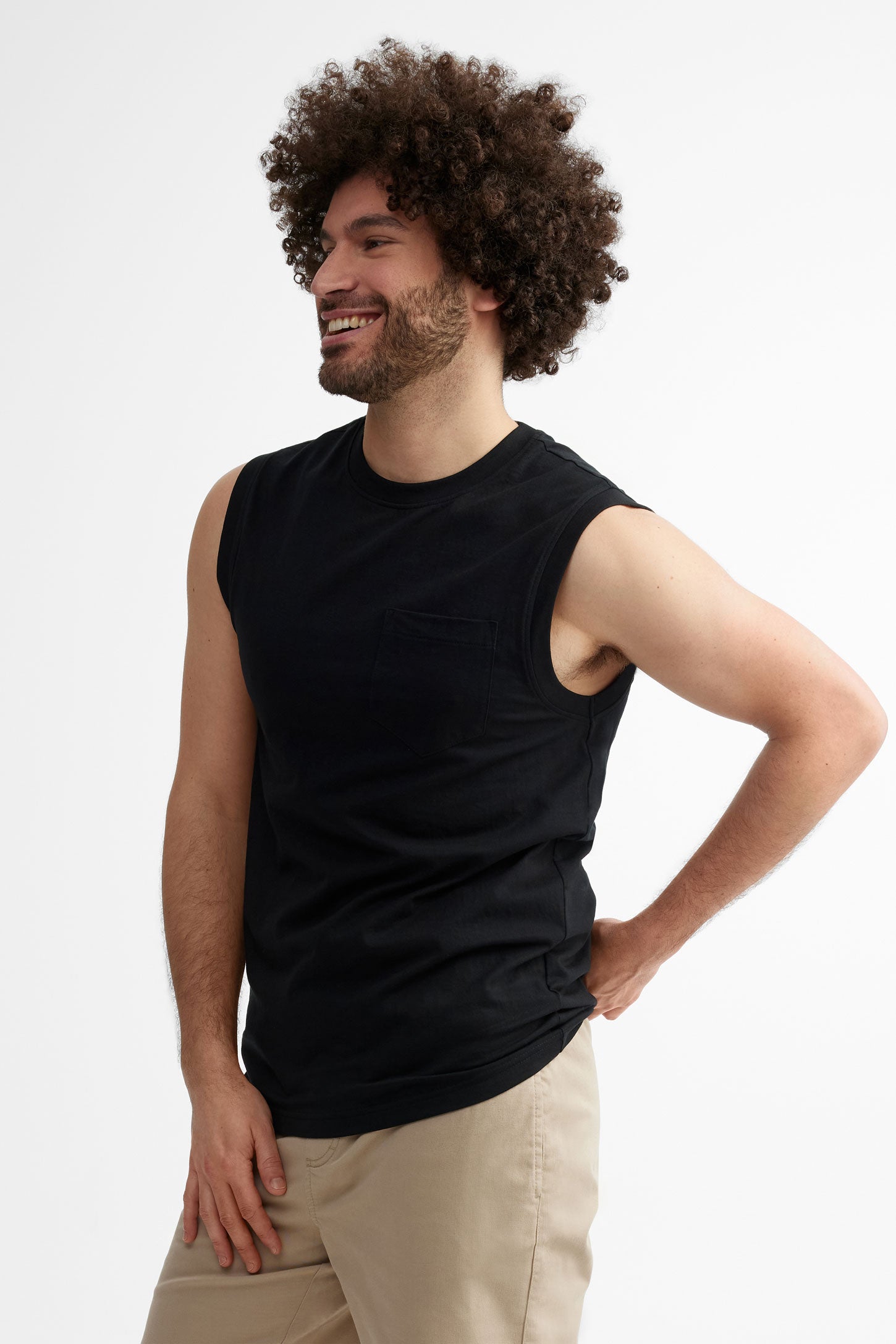 Camisole à poche en coton, 2/30$ - Homme && NOIR