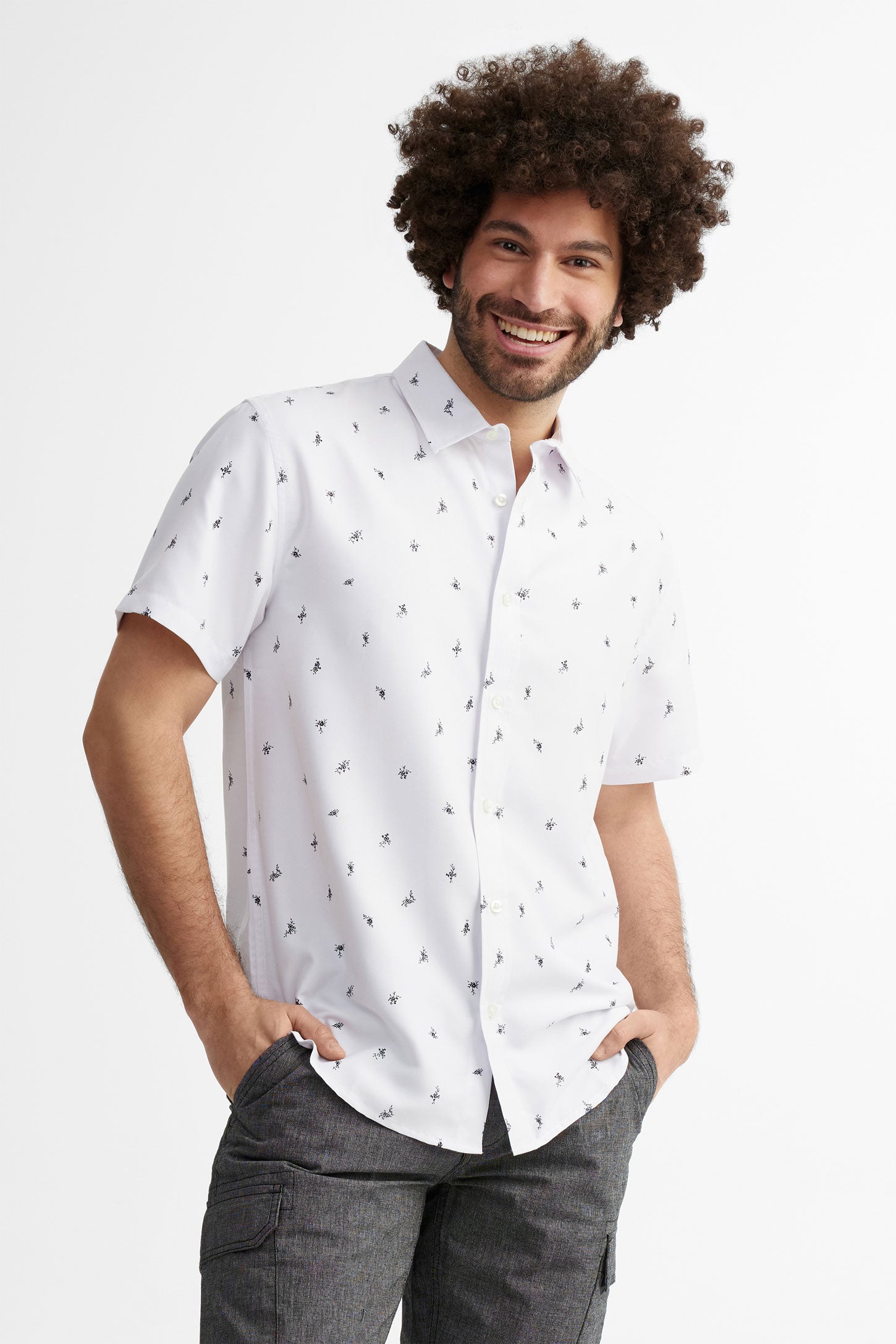 Chemise manches courtes imprimée - Homme && BLANC MULTI