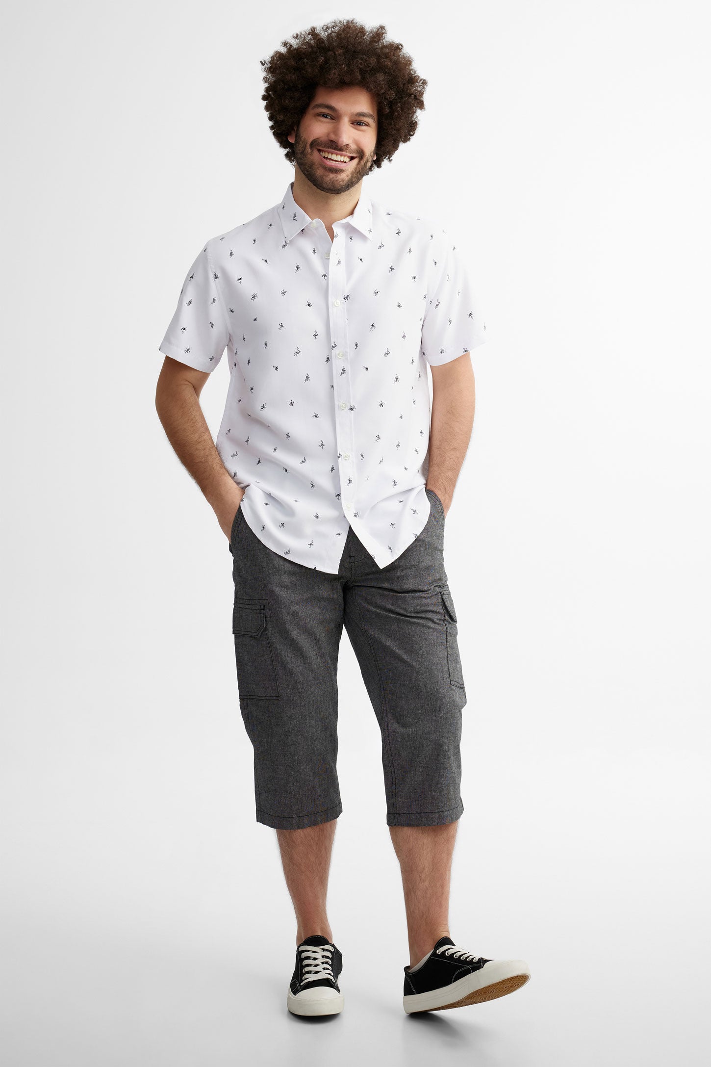 Chemise manches courtes imprimée - Homme && BLANC MULTI