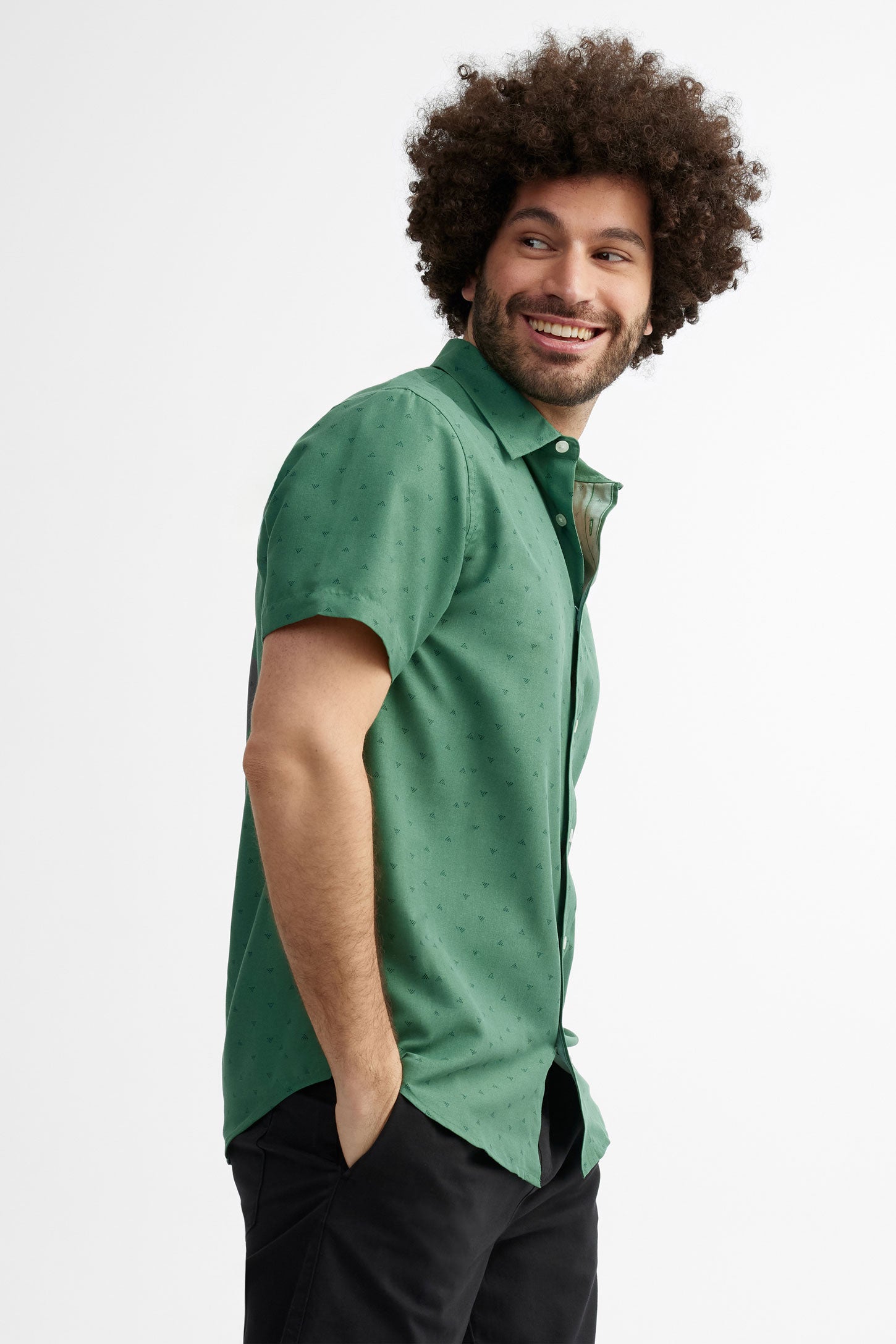 Chemise manches courtes imprimée - Homme && VERT/MULTI