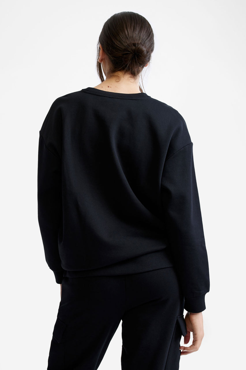 Chandail col rond ouaté - Femme && NOIR