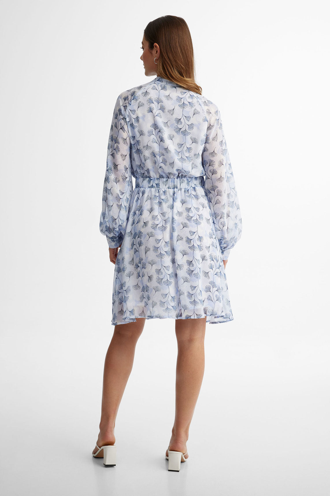 Robe cache-cœur en chiffon - Femme && BLEU MULTI