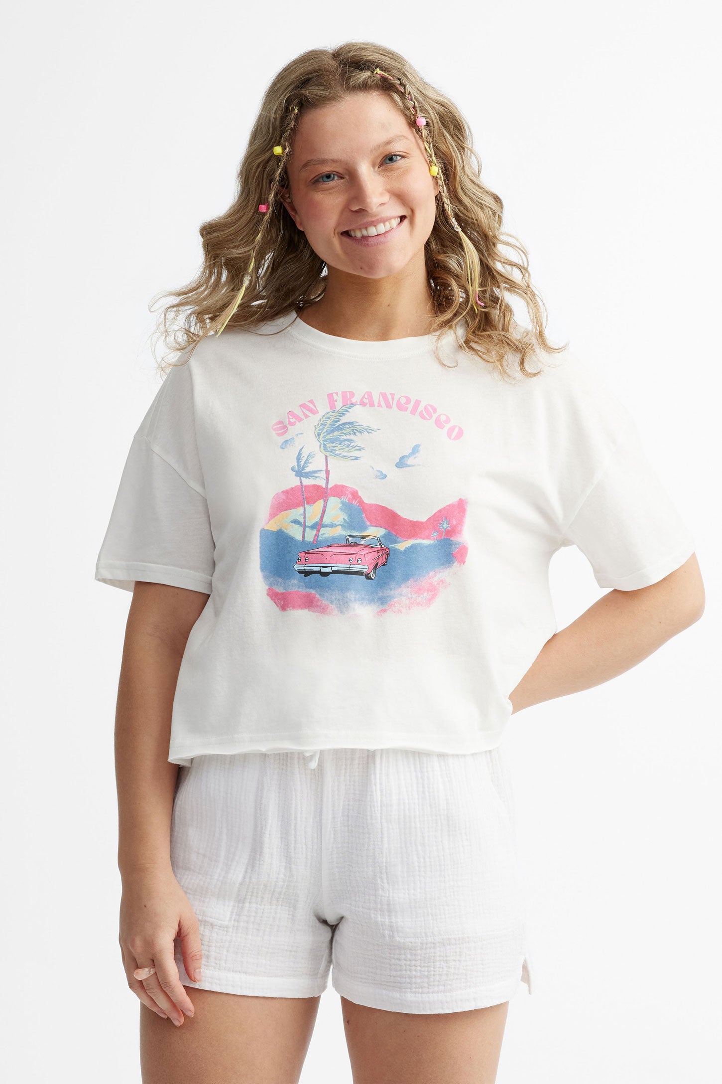T-shirt surdimensionné en coton - Femme && BLANC