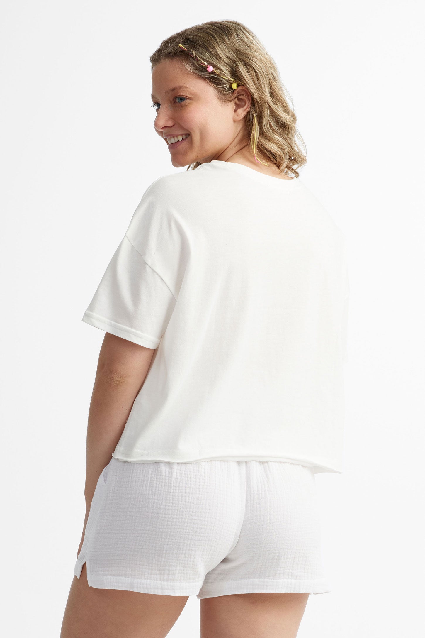 T-shirt surdimensionné en coton - Femme && BLANC
