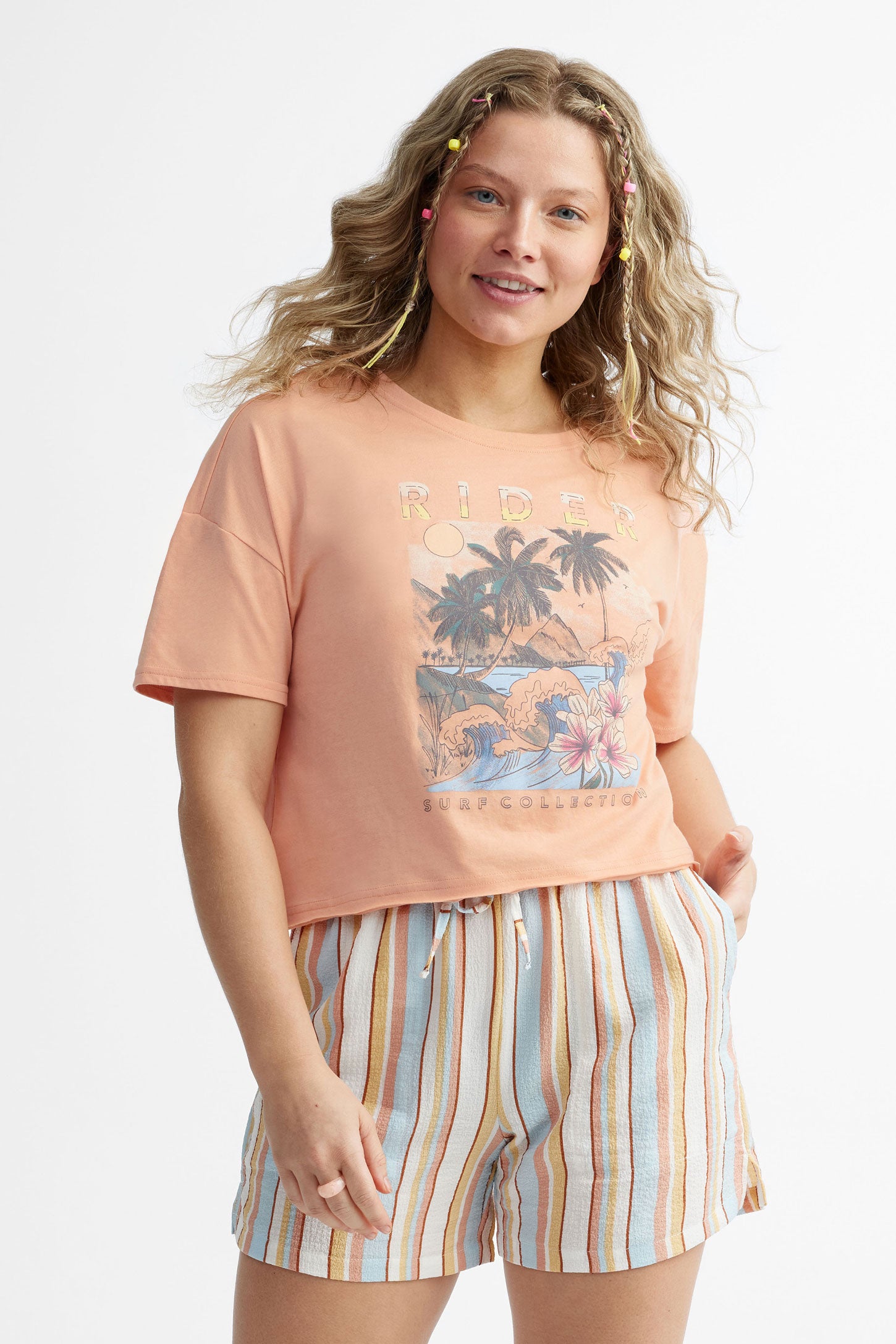 T-shirt surdimensionné en coton - Femme && CORAIL