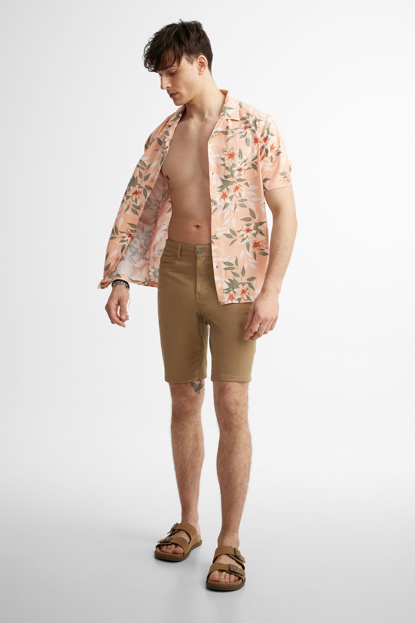 Chemise manches courtes imprimé floral - Homme && CORAIL/MULTI